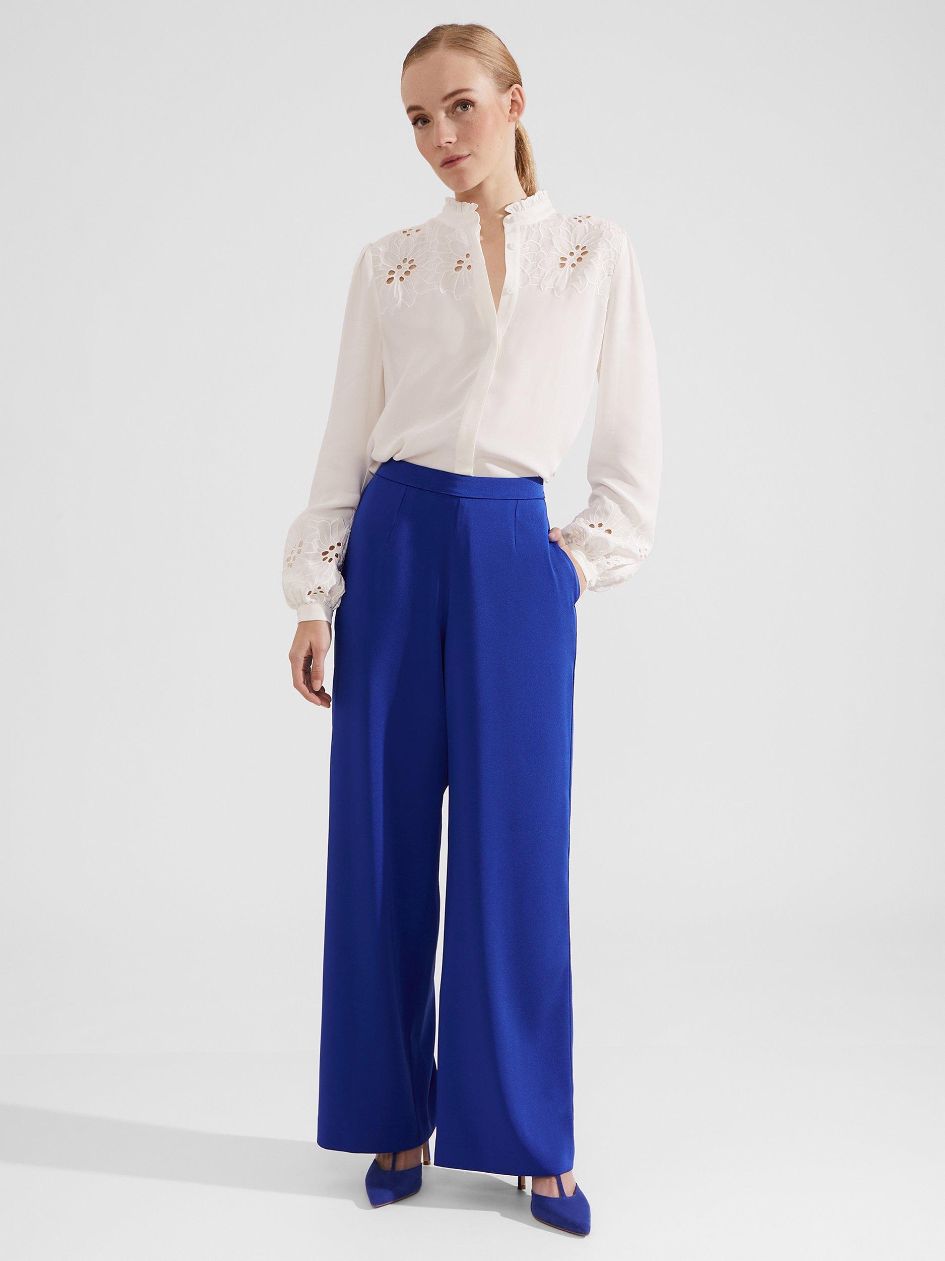 Hobbs Guiliana Wide Leg Trousers, Lapis Blue