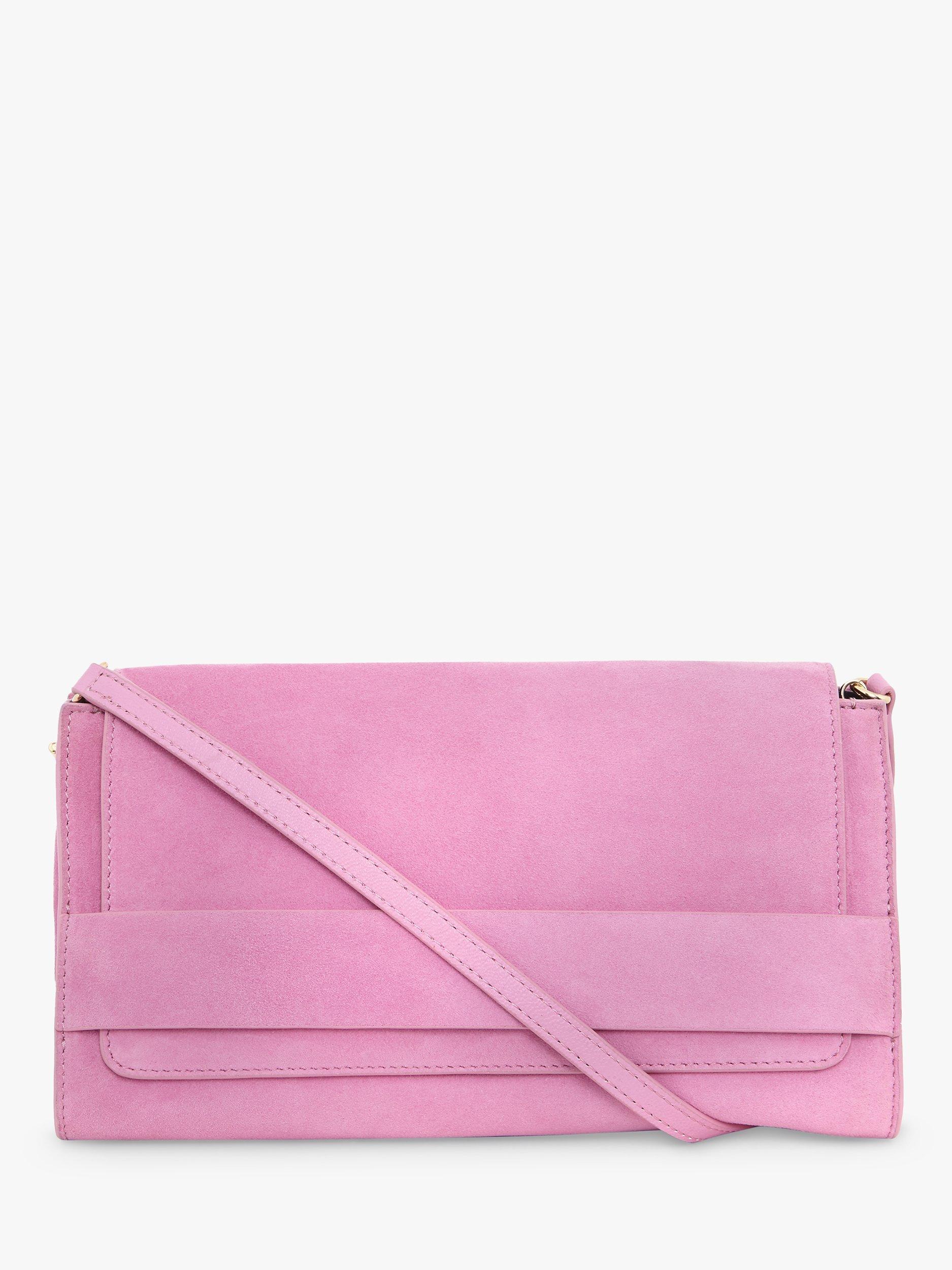 Hobbs Cambridge Leather Clutch Bag, Carnation Pink