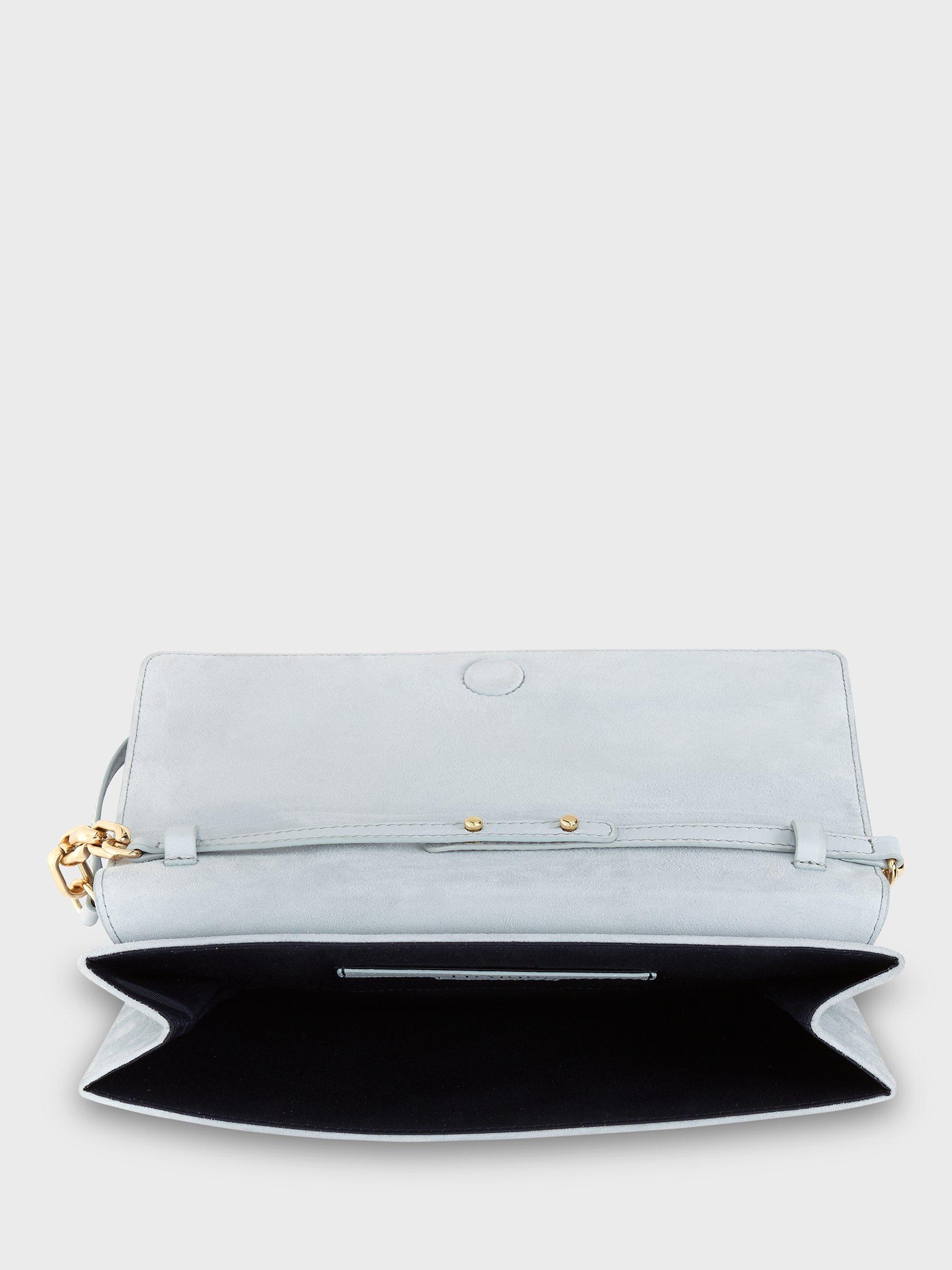 Product image 2 of 5, which shows Hobbs Chelsea Suede Clutch Bag, Pale Blue, One Size