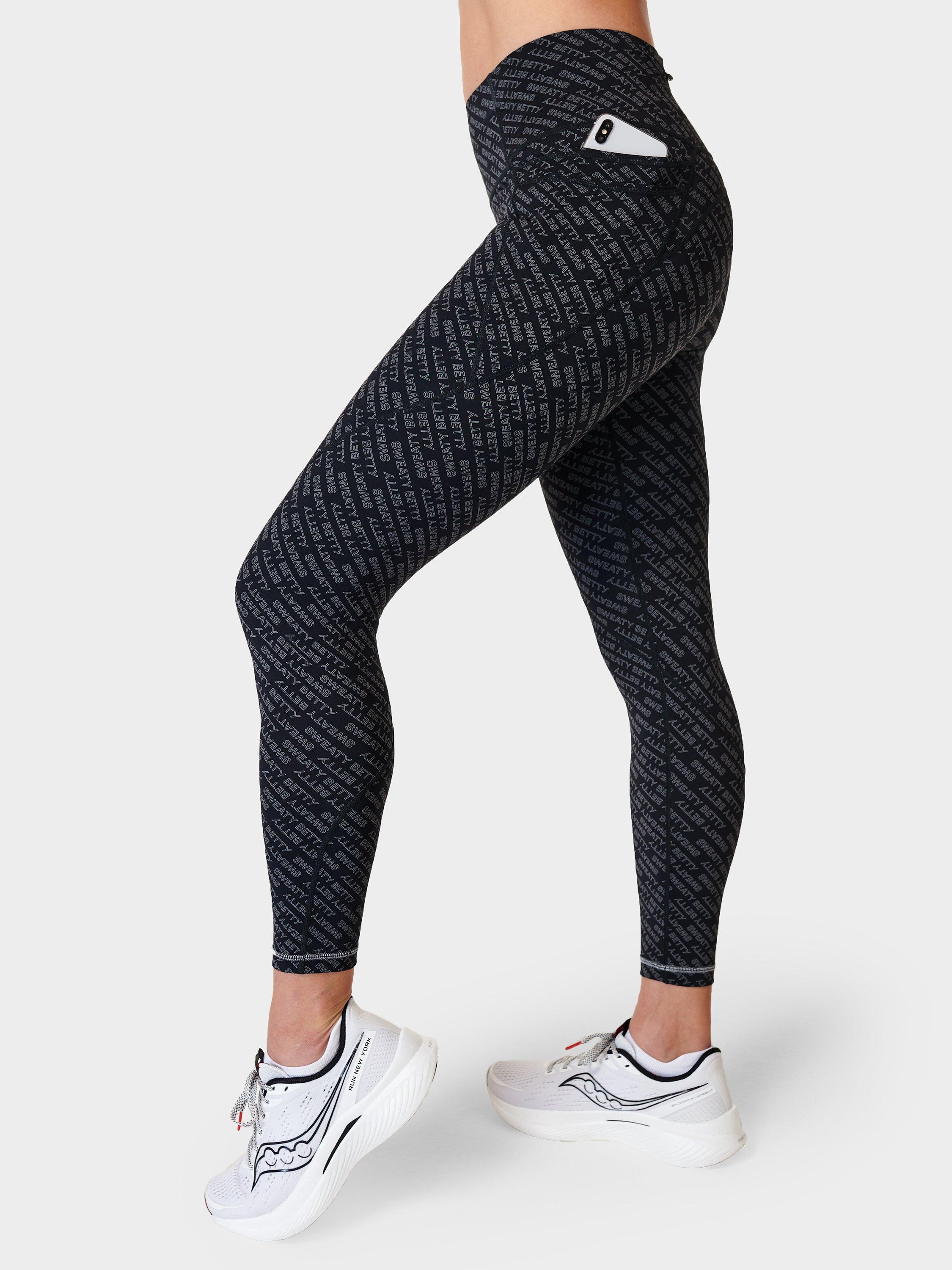 Product image 1 of 5, which shows Sweaty Betty Power Pro 7/8 Gym Leggings, Grey Glitch Typography, XXS