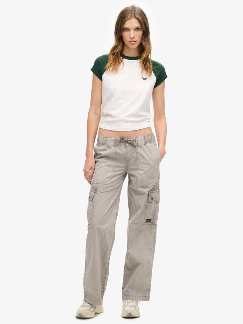 Superdry Low Rise Utility Trousers, Opal Grey, 26