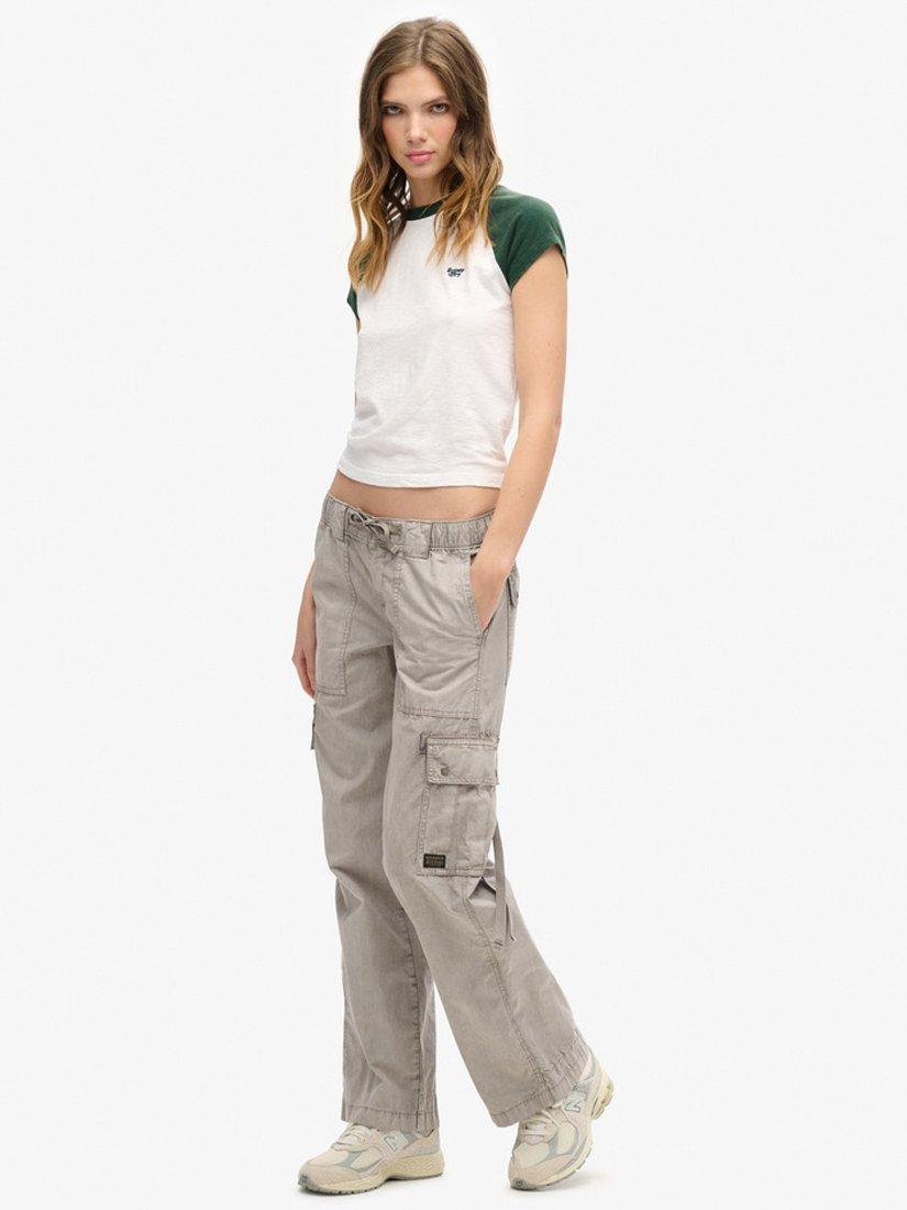 Superdry Low Rise Utility Trousers, Opal Grey, 26