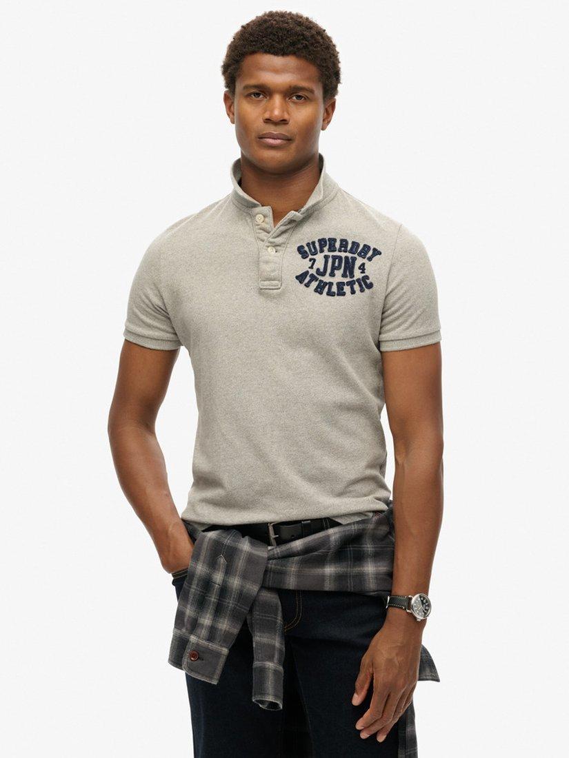 Product image 1 of 6, which shows Superdry Vintage Athletic Polo Shirt, Light Grey Marl, S
