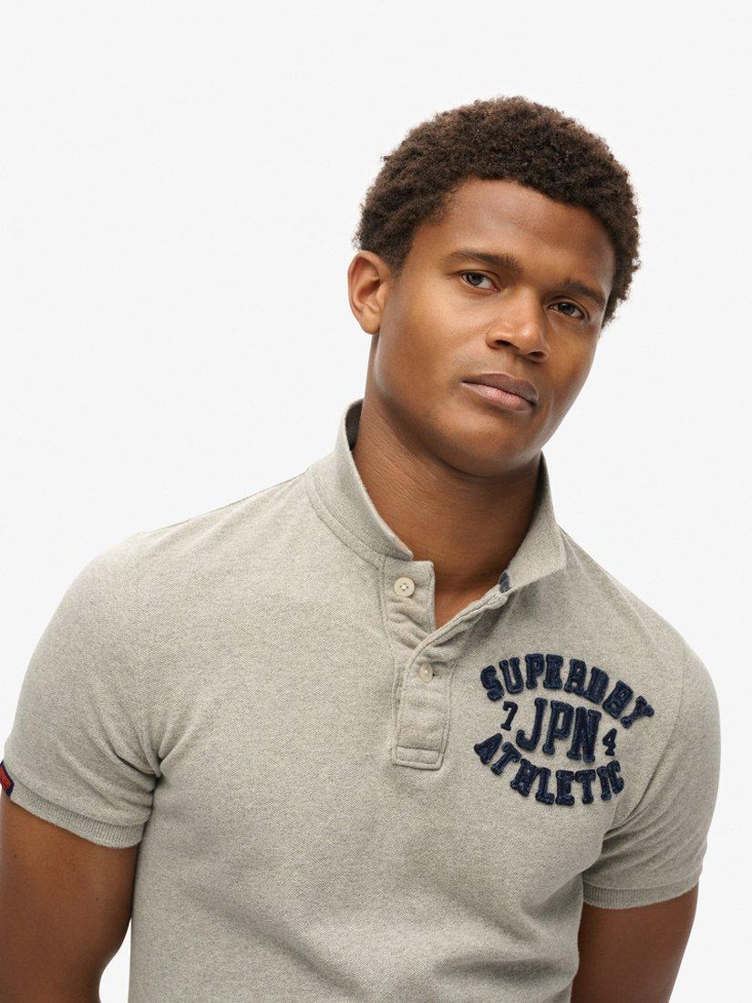 Product image 4 of 6, which shows Superdry Vintage Athletic Polo Shirt, Light Grey Marl, S