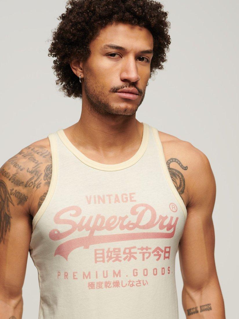 Superdry Classic Vintage Logo Heritage Vest, Cream, S