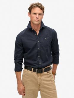 Superdry The Merchant Store Cotton Long Sleeve Shirt, Eclipse Navy