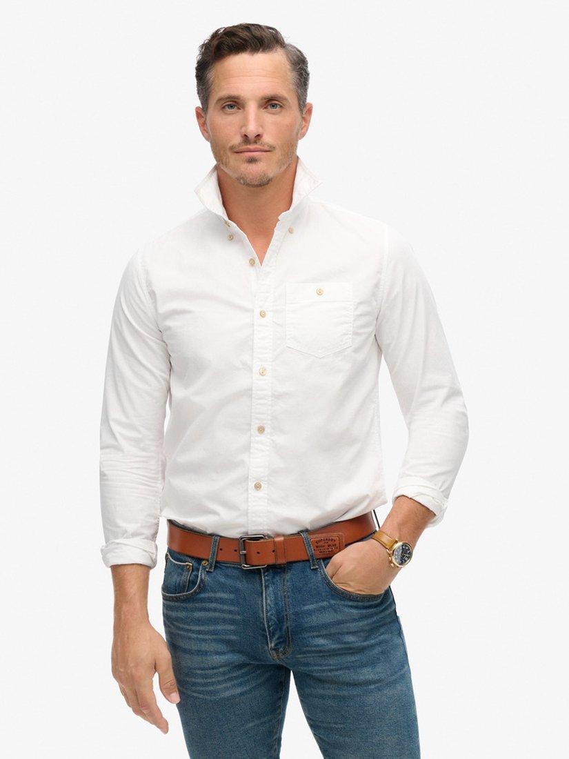 Product image 1 of 6, which shows Superdry The Merchant Store Cotton Long Sleeve Shirt, Optic, S