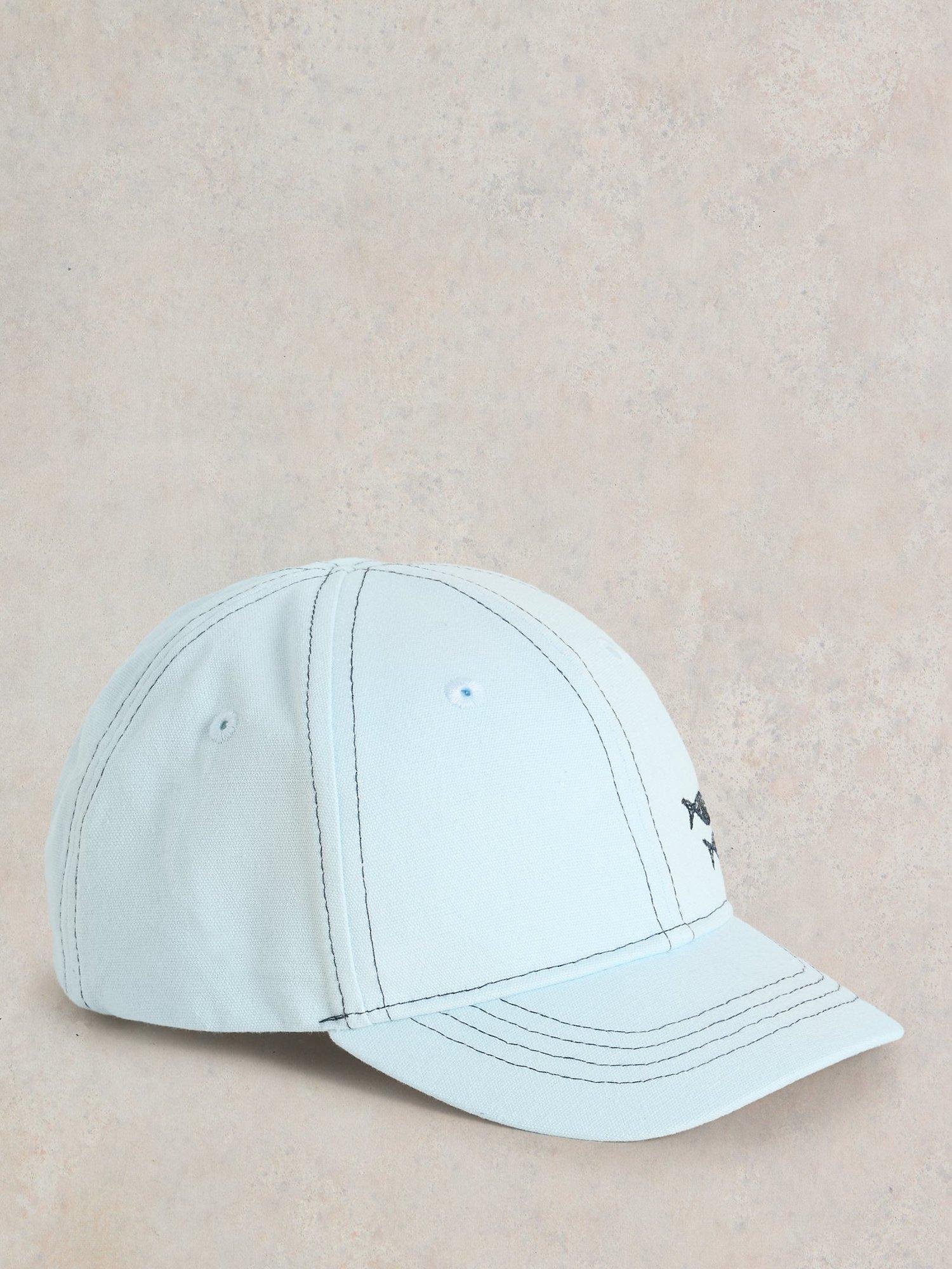 White Stuff Kids' Fish Embroidered Baseball Cap, Light Blue