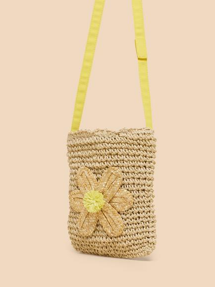 White Stuff Kids' Flower Embroidered Bag, Natural - view 2, Natural