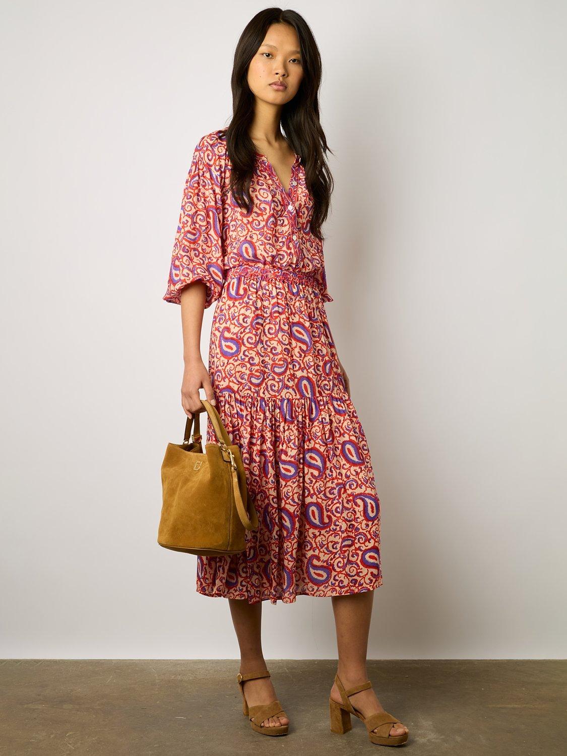 Gerard Darel Damya Abstract Print Midi Skirt, Nude/Multi