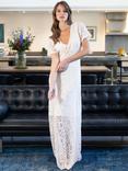 HotSquash V-Neck Lace Maxi Dress, Cream/Beige