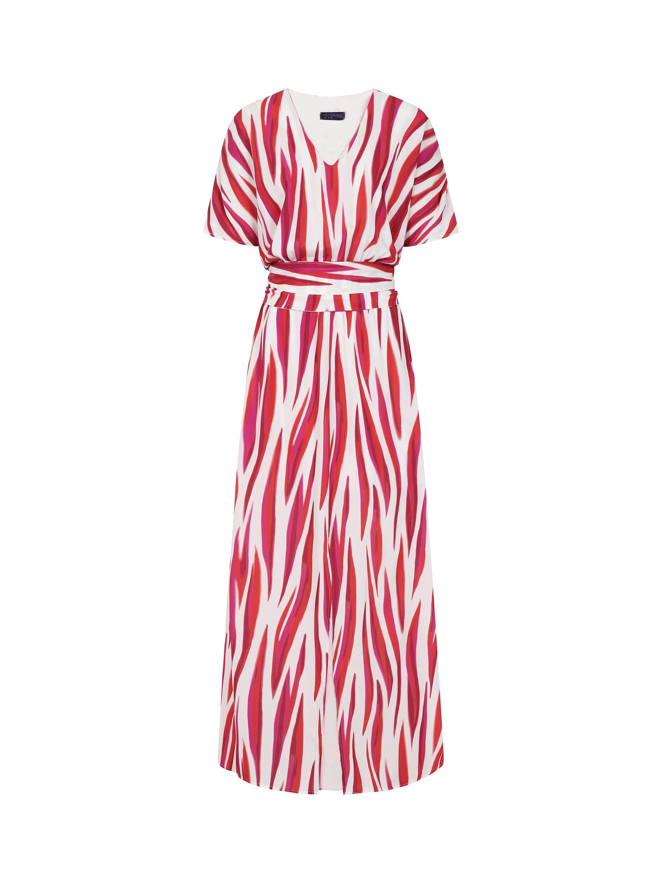 HotSquash Oversized Split Maxi Dress, Red On White Mystic, 12