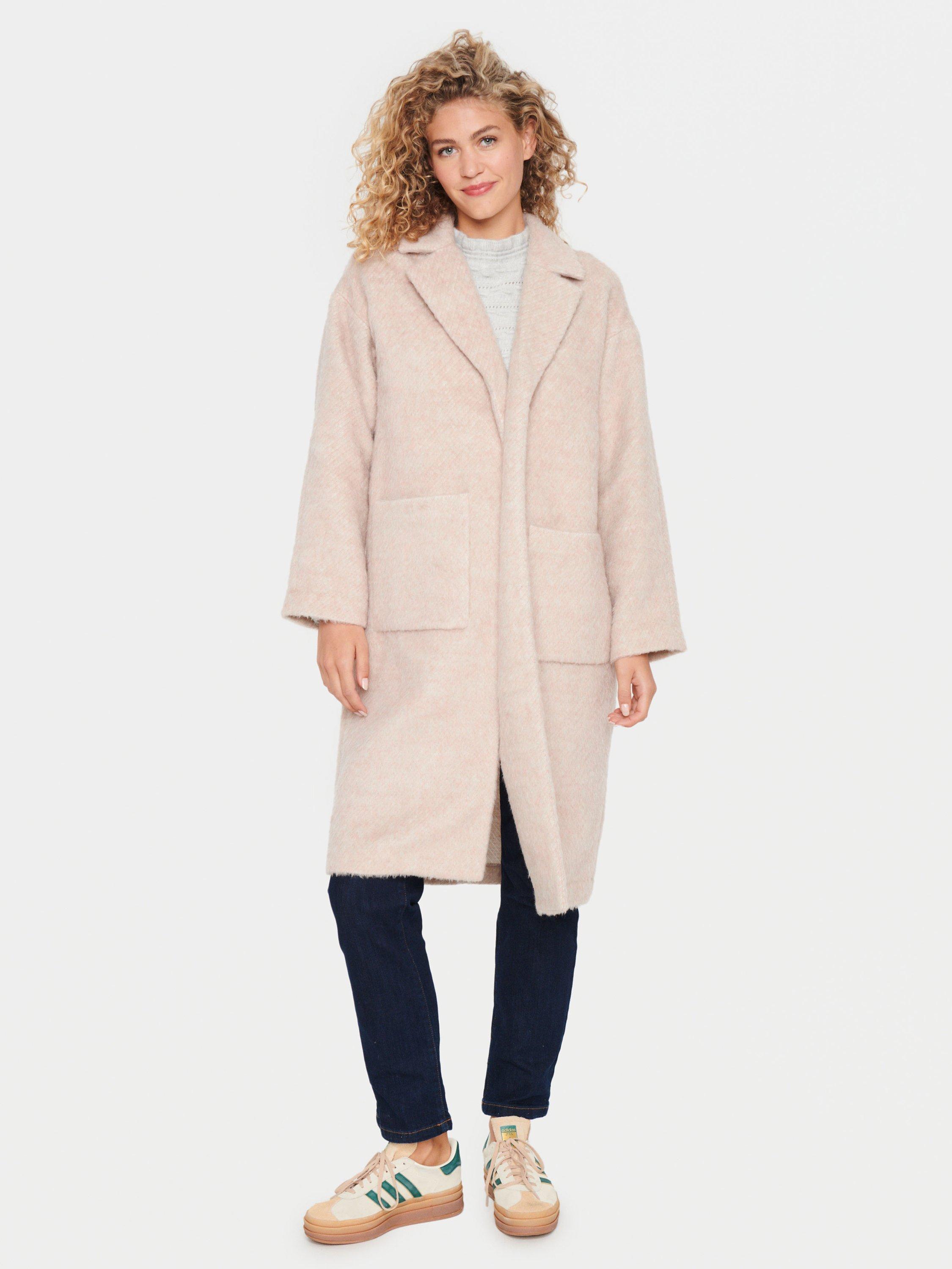 Product image 1 of 7, which shows Saint Tropez Cora Wool Blend Coat, Sepia Rose Melange, M