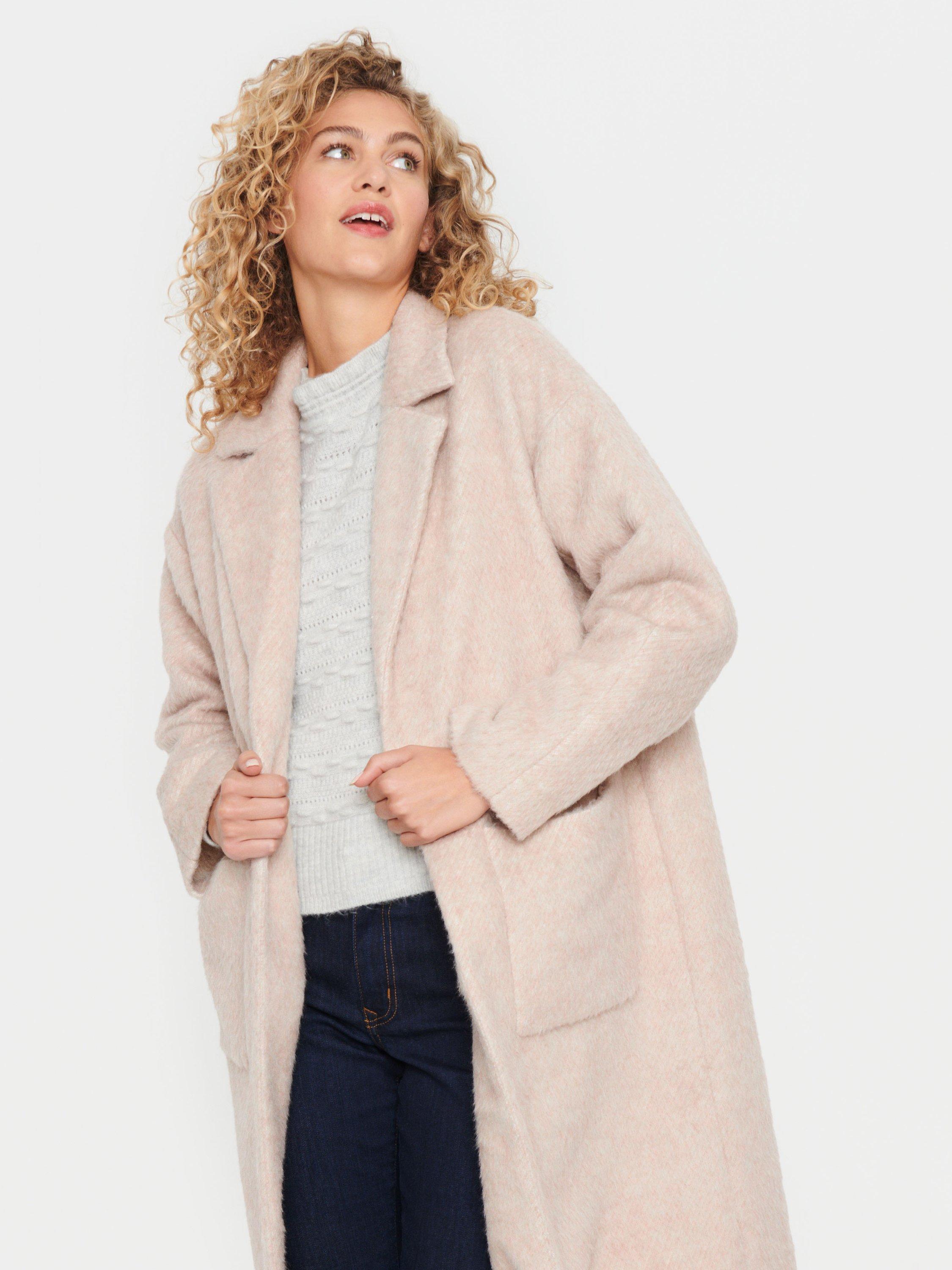 Product image 4 of 7, which shows Saint Tropez Cora Wool Blend Coat, Sepia Rose Melange, M