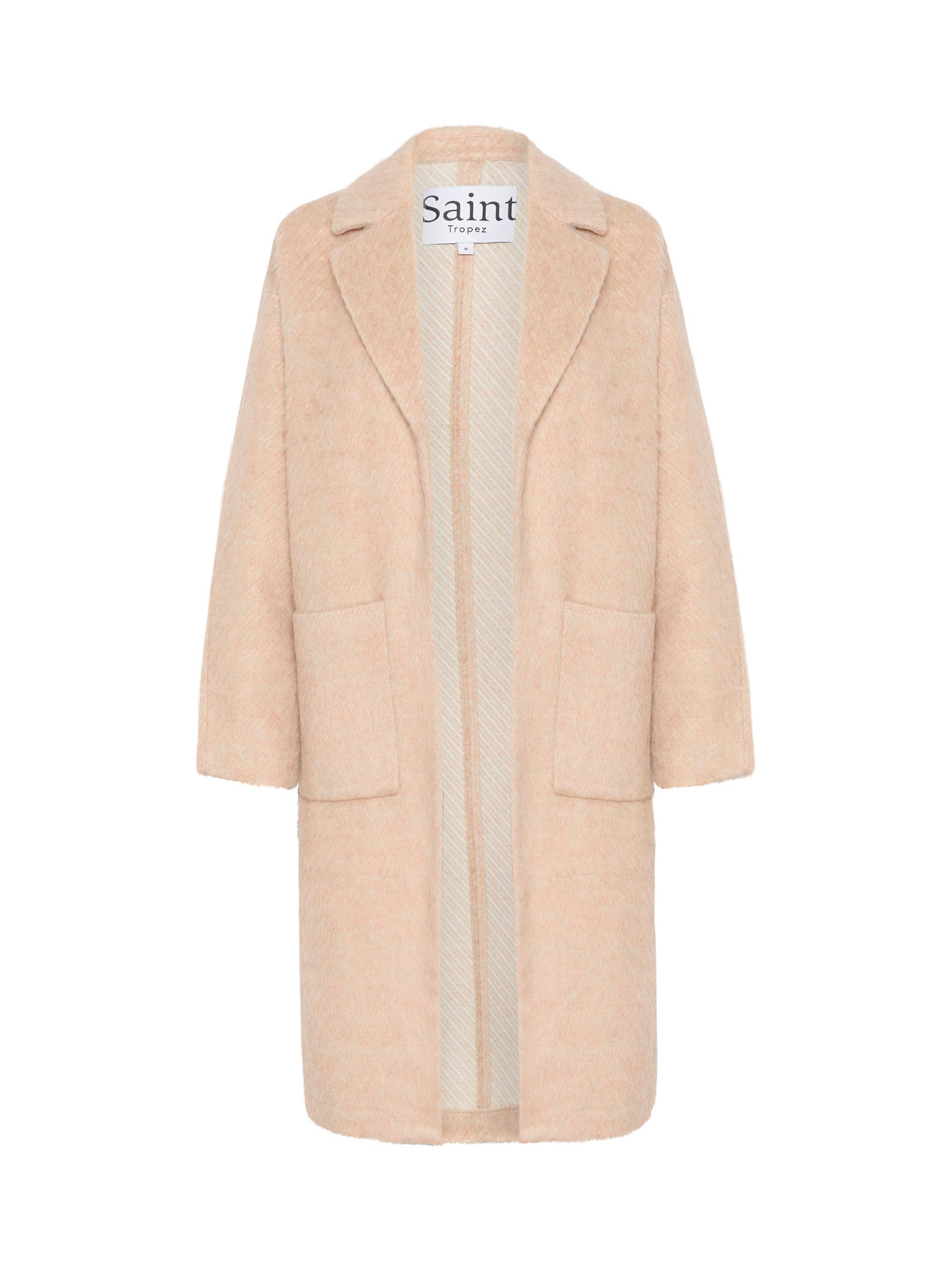 Product image 6 of 7, which shows Saint Tropez Cora Wool Blend Coat, Sepia Rose Melange, M
