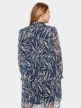 Saint Tropez Chante Chiffon Shirt Dress, Black Zebra Leaves