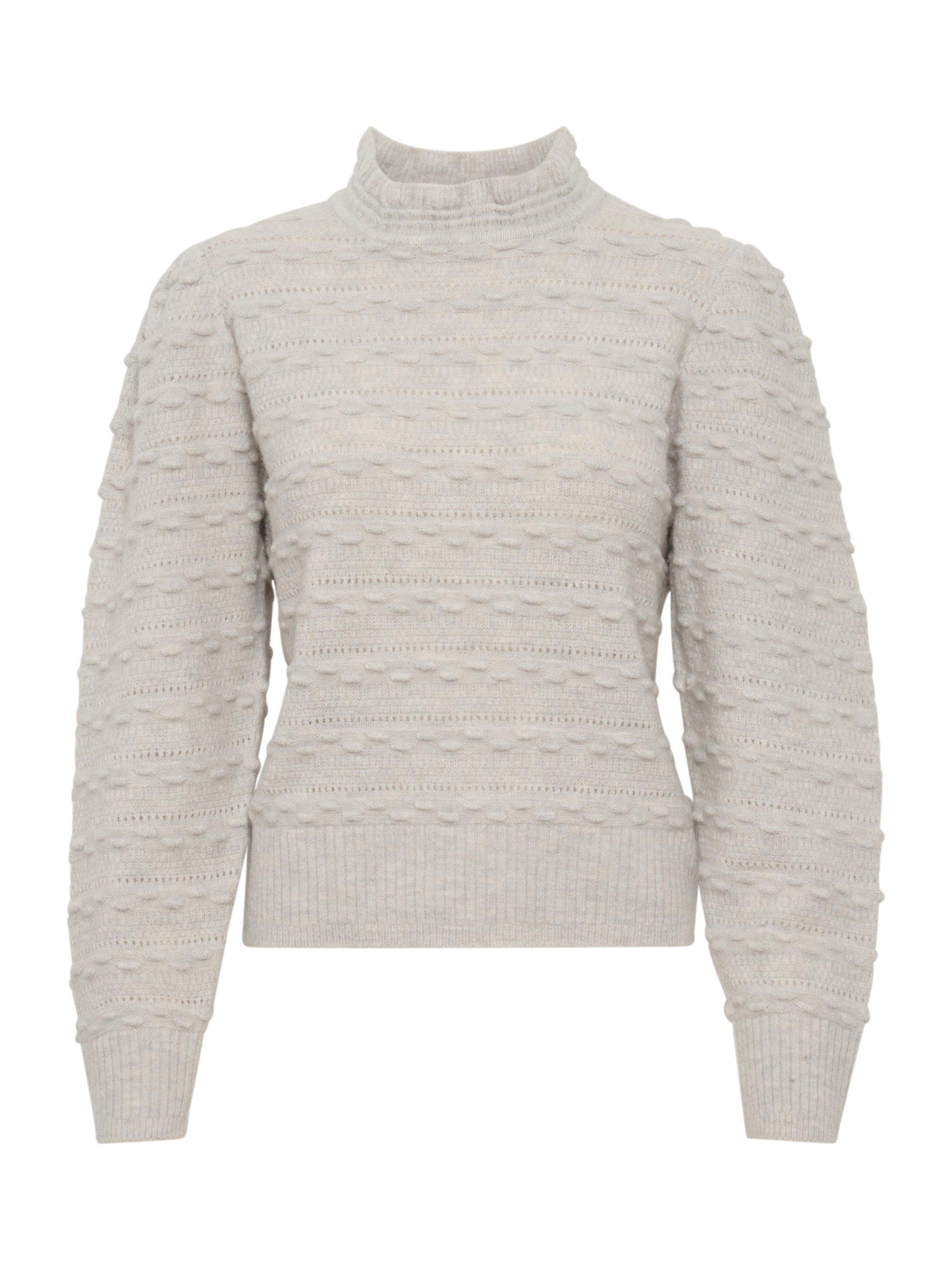 Saint Tropez Coralise Mock Neck Textured Jumper, Pearl Grey, L