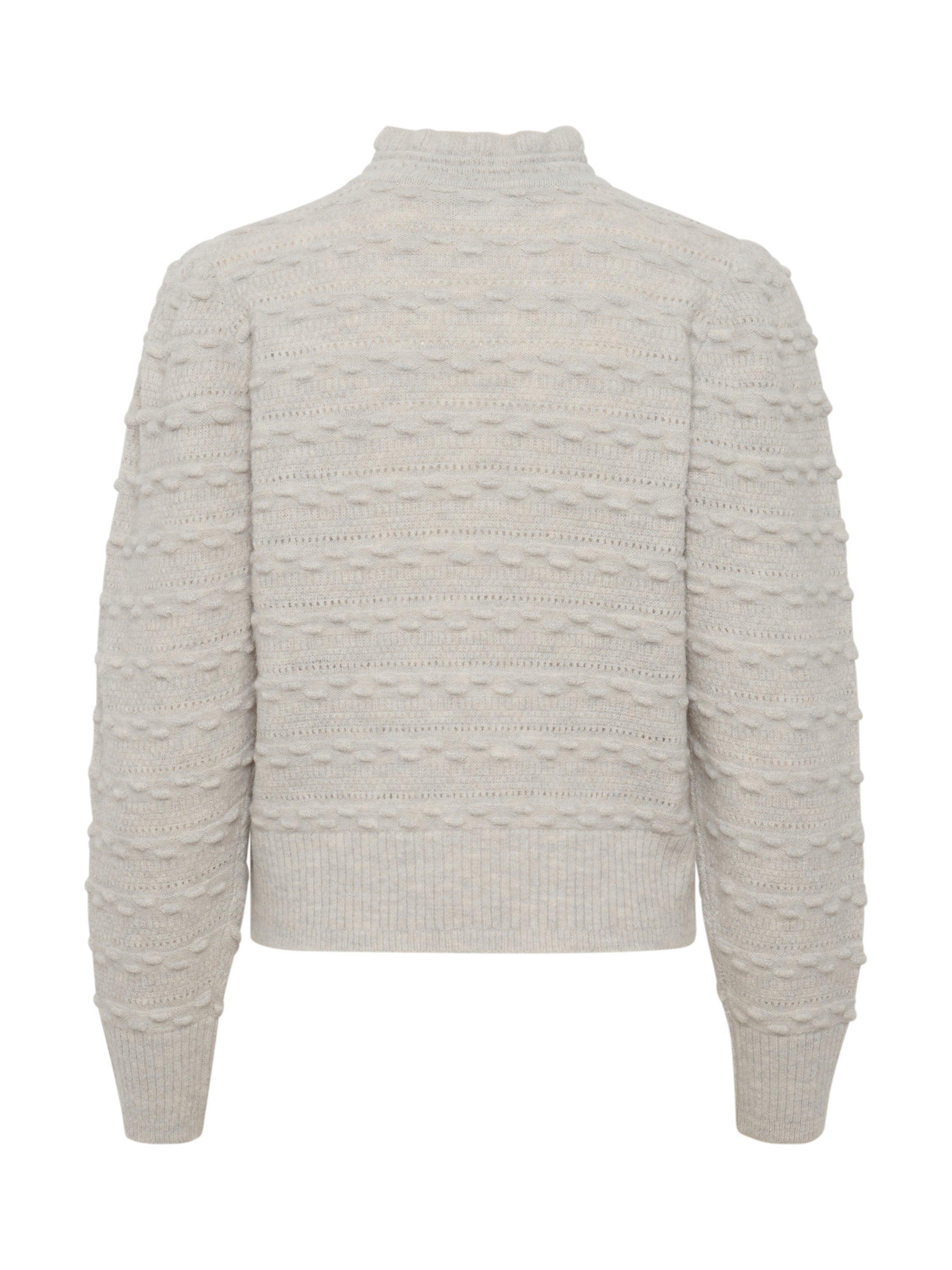 Saint Tropez Coralise Mock Neck Textured Jumper, Pearl Grey, L