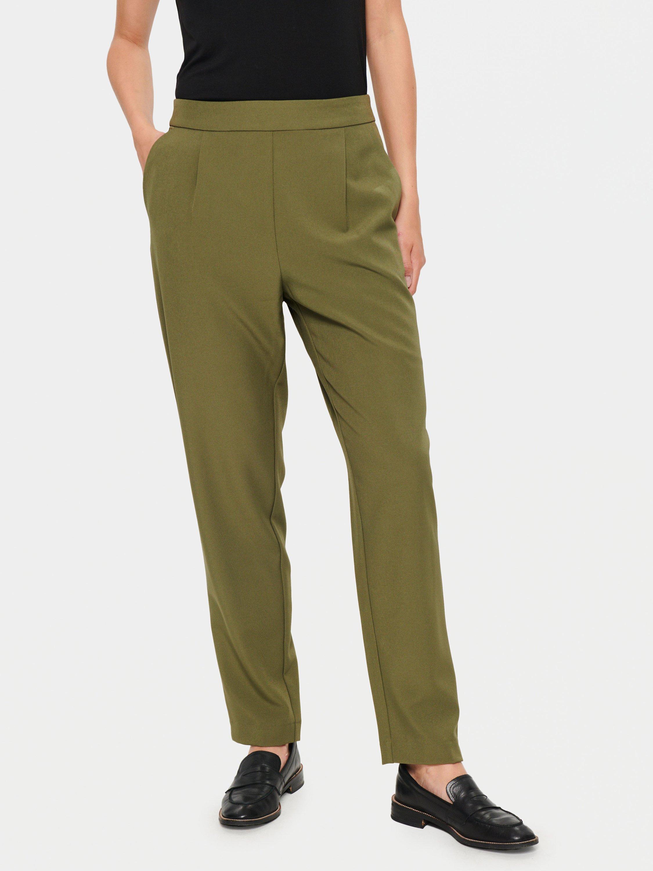 Product image 1 of 6, which shows Saint Tropez Celest Straight Leg Trousers, Army Green, XS