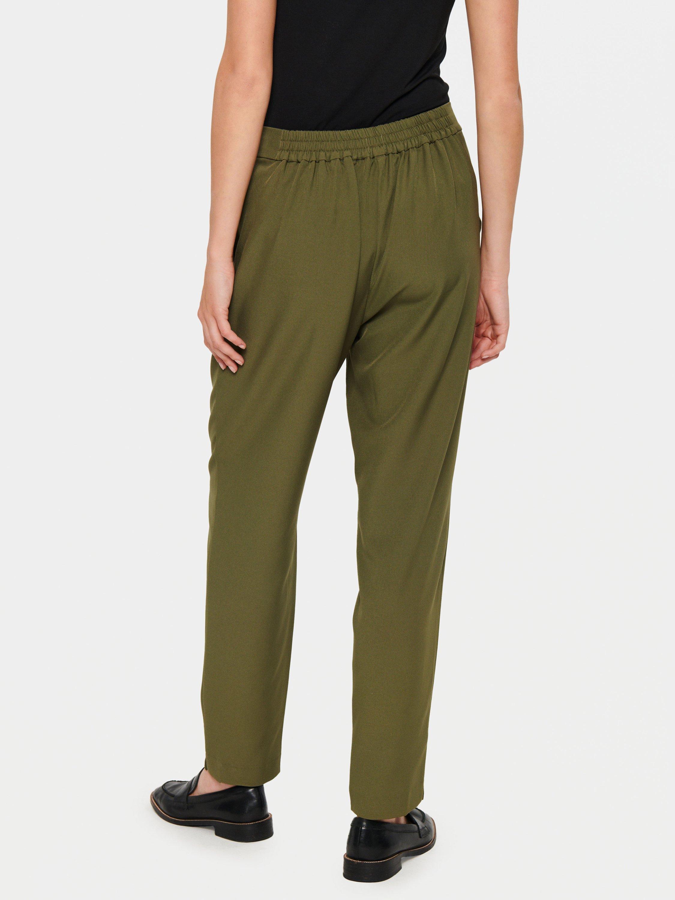 Product image 2 of 6, which shows Saint Tropez Celest Straight Leg Trousers, Army Green, XS