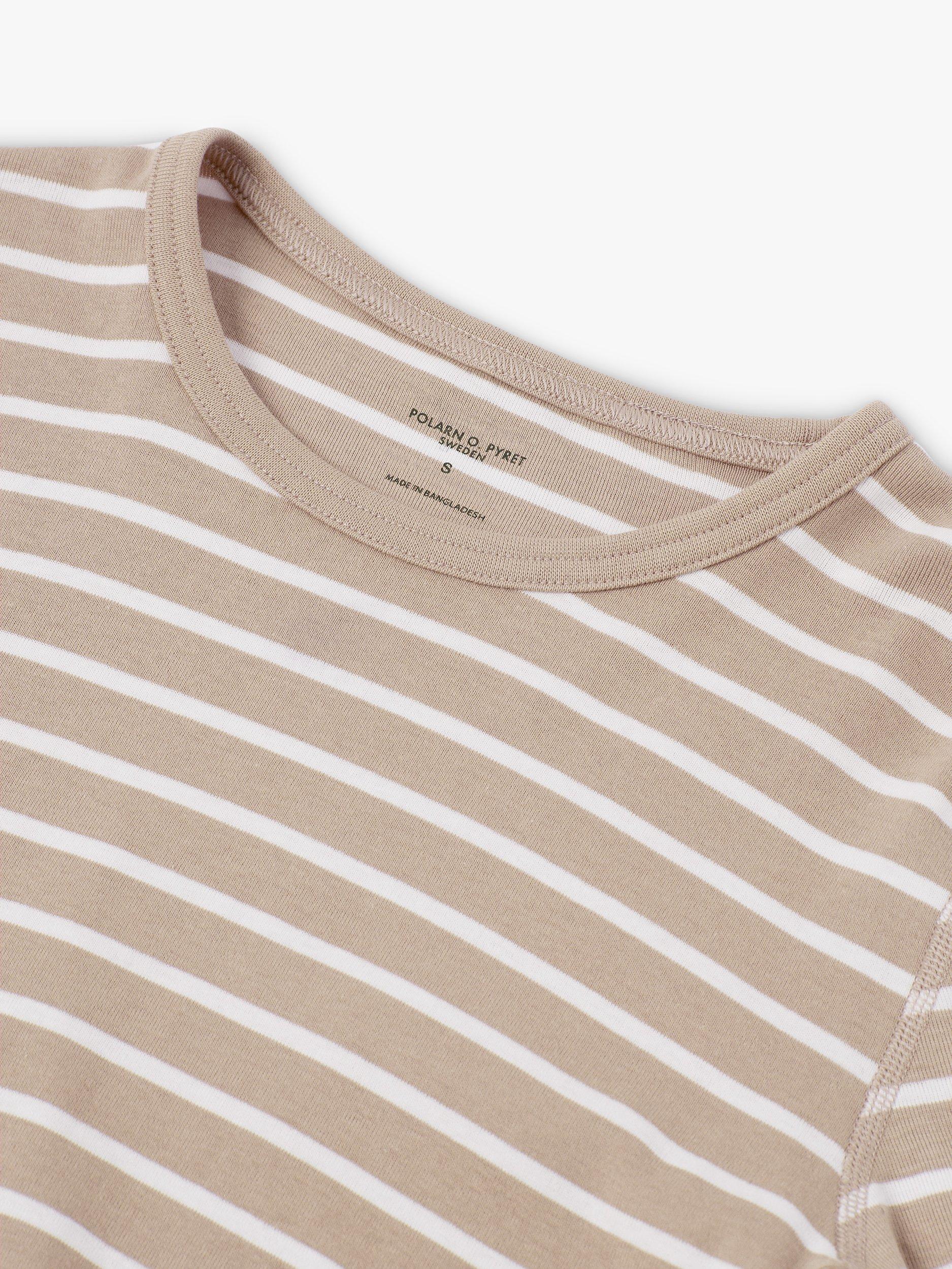 Product image 3 of 4, which shows Polarn O. Pyret Adult Organic Cotton Stripe Pyjamas, Natural, XS
