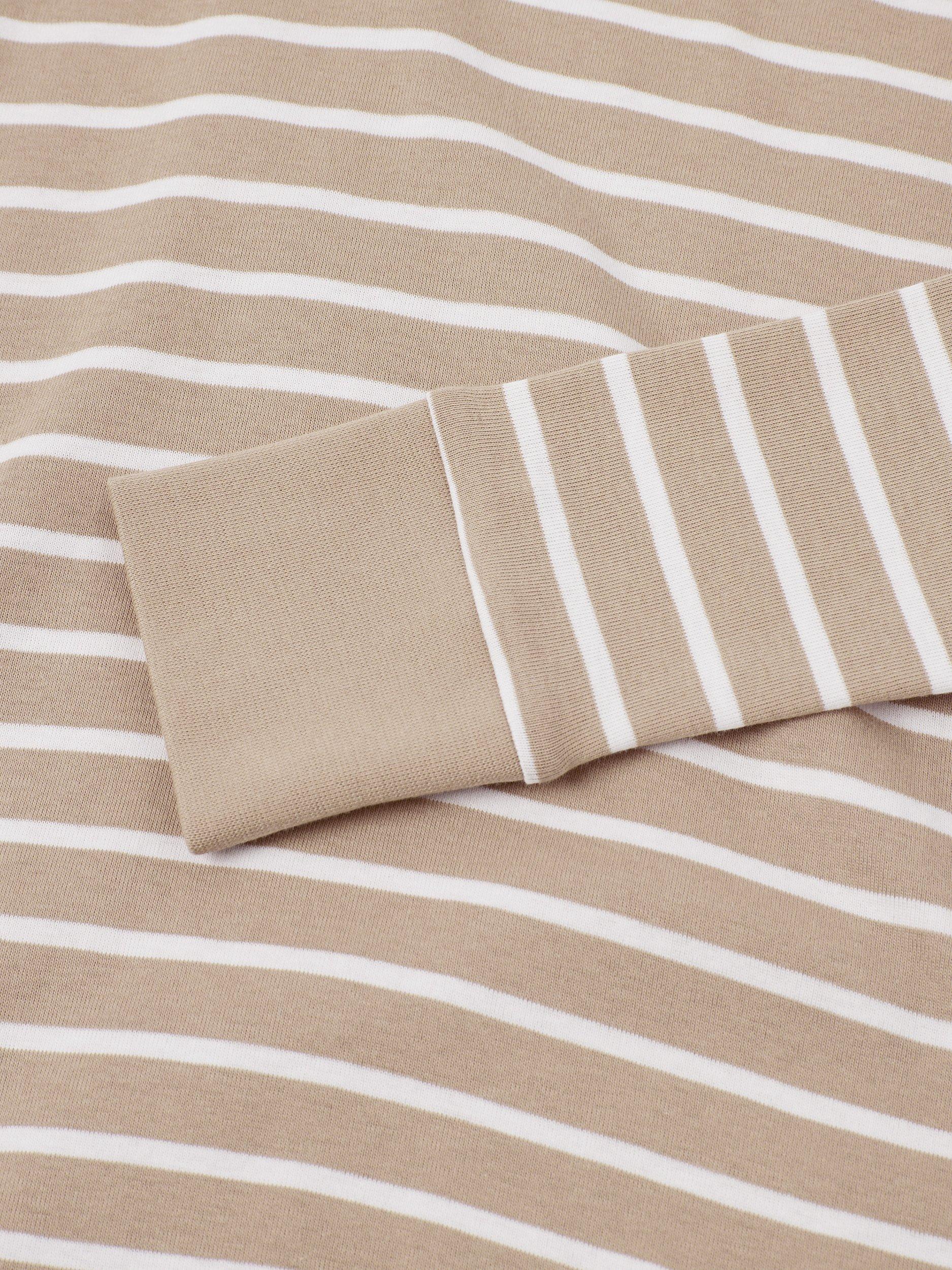 Product image 4 of 4, which shows Polarn O. Pyret Adult Organic Cotton Stripe Pyjamas, Natural, XS