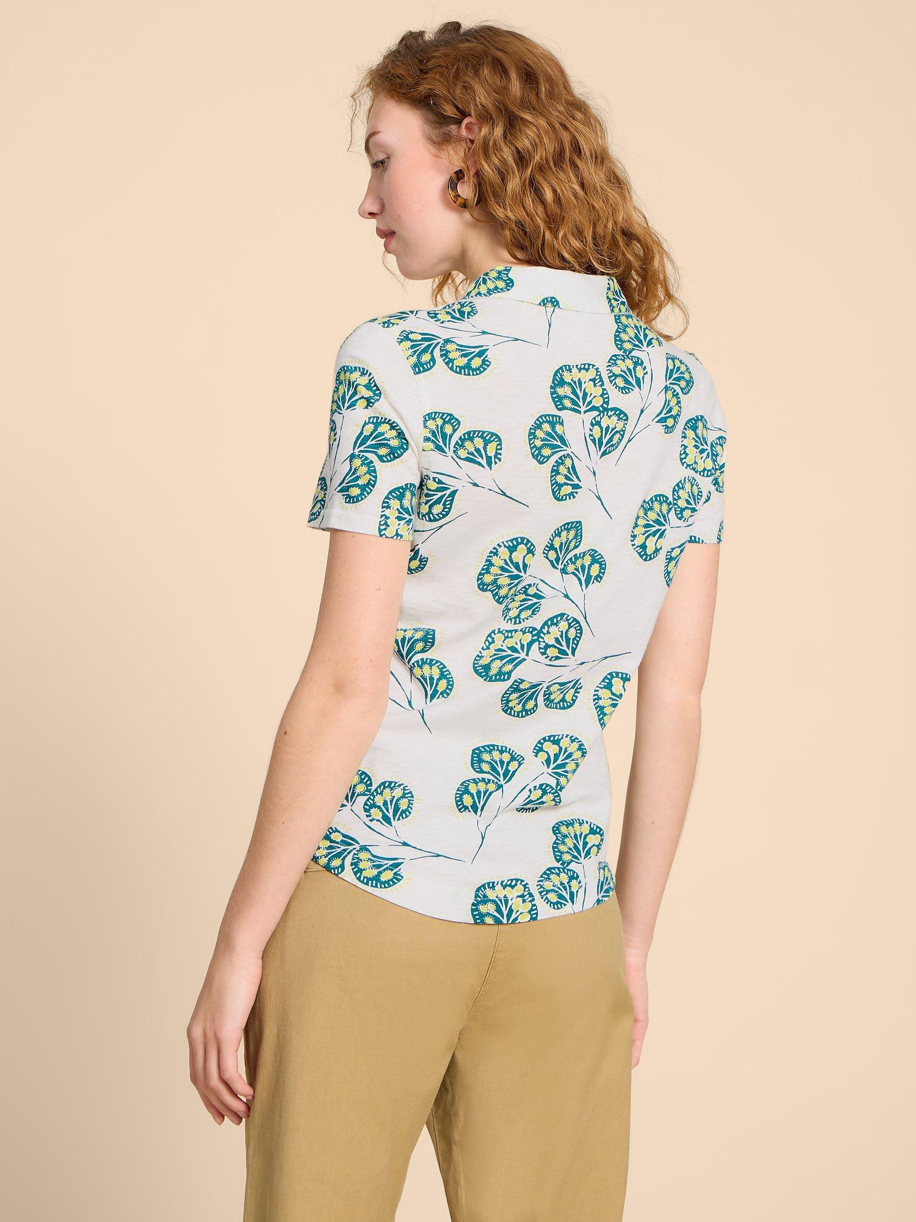 Product image 2 of 7, which shows White Stuff Petite Penny Leaf Print Cotton Shirt, Ivory/Multi, 20