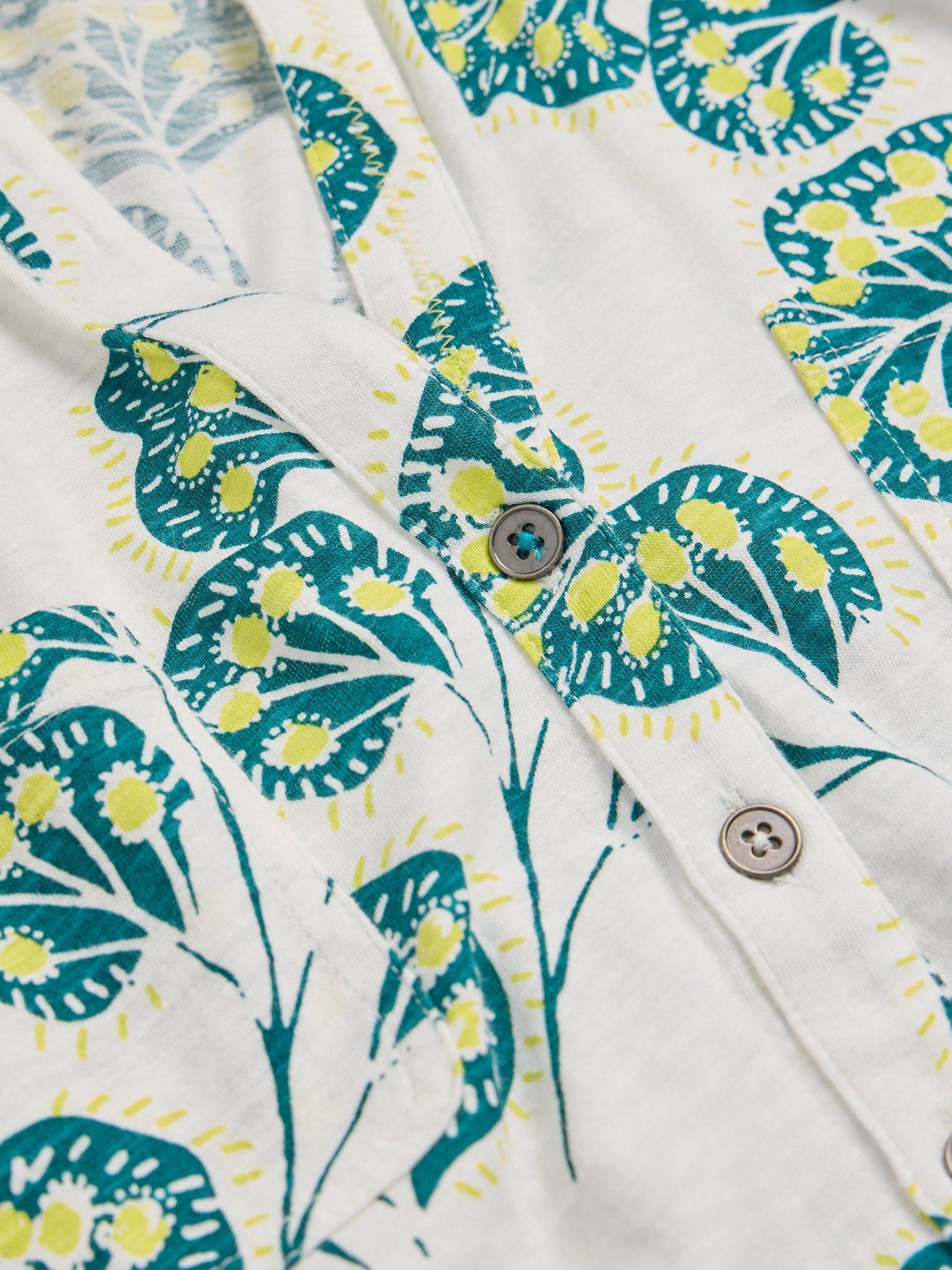 Product image 6 of 7, which shows White Stuff Petite Penny Leaf Print Cotton Shirt, Ivory/Multi, 20