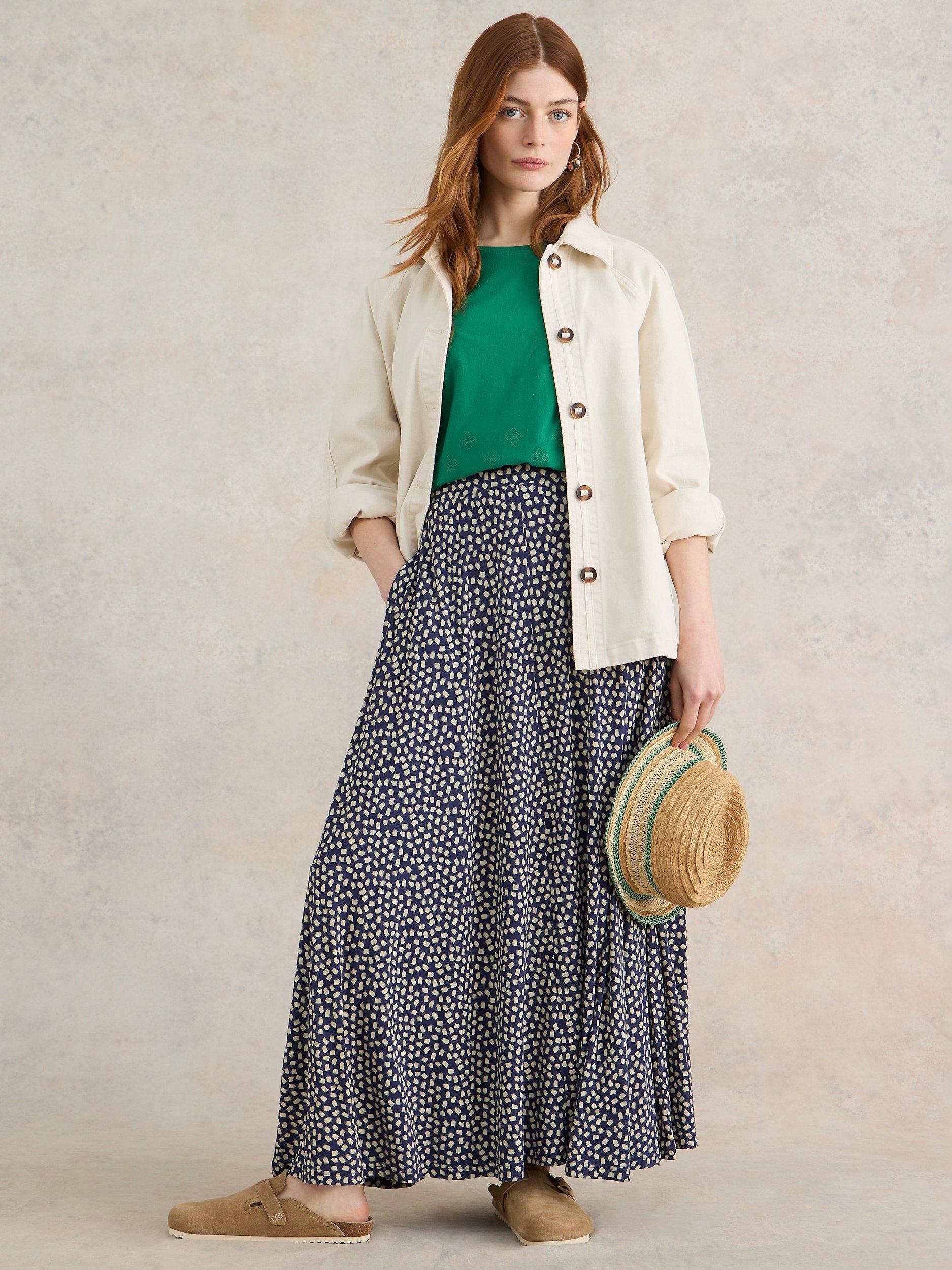 White Stuff Petite Jada Ecovero Skirt, Blue