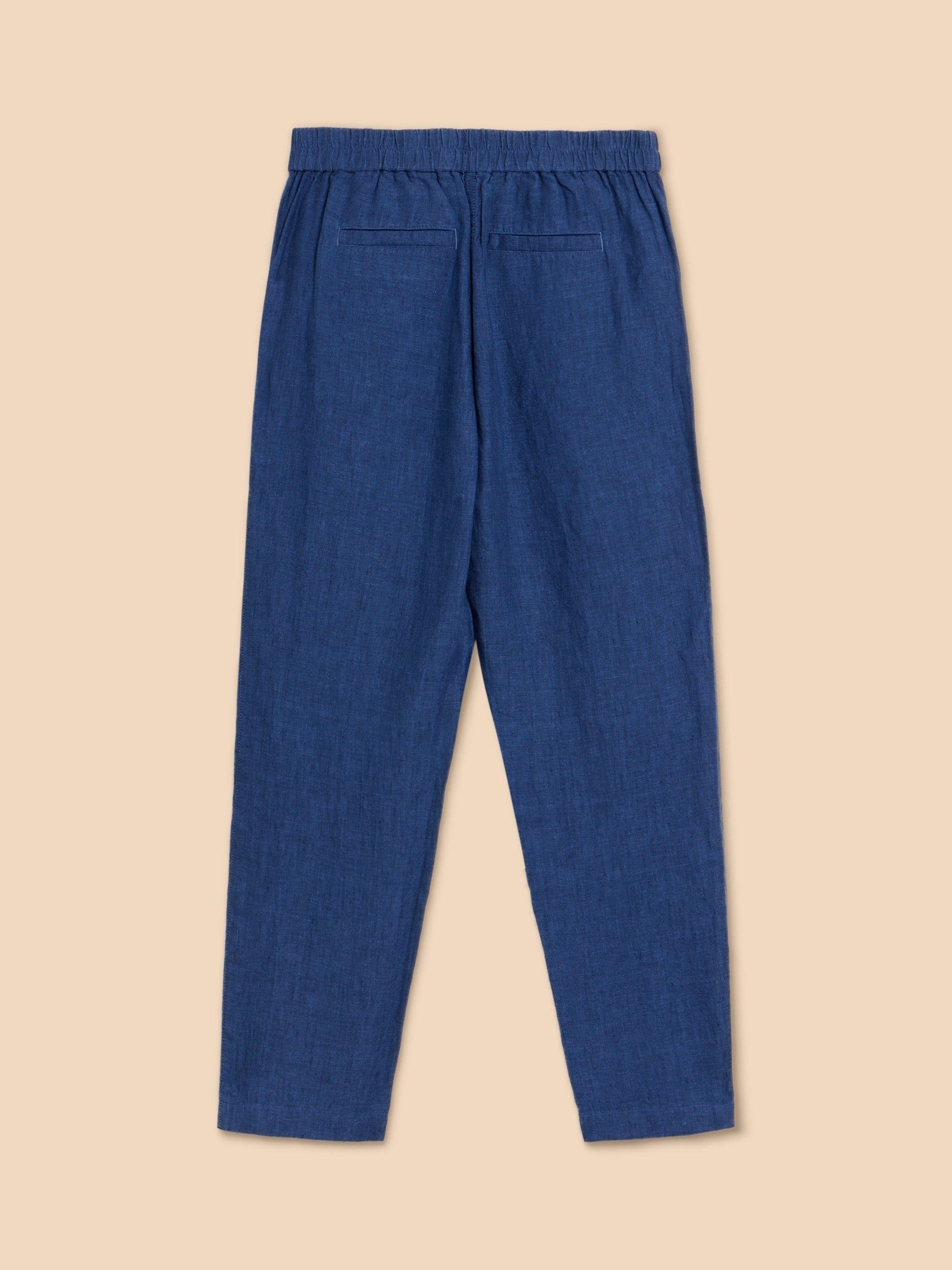 Product image 3 of 3, which shows White Stuff Petite Rowena Linen Trousers, Dark Navy, 6