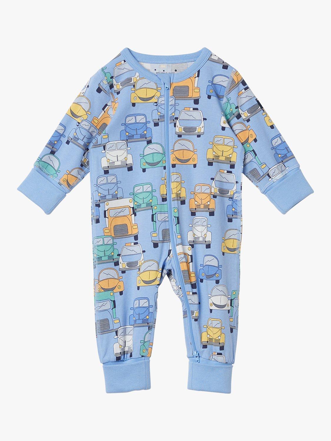 Polarn O. Pyret Kids' Organic Cotton Vehicle Print Onesie, Blue