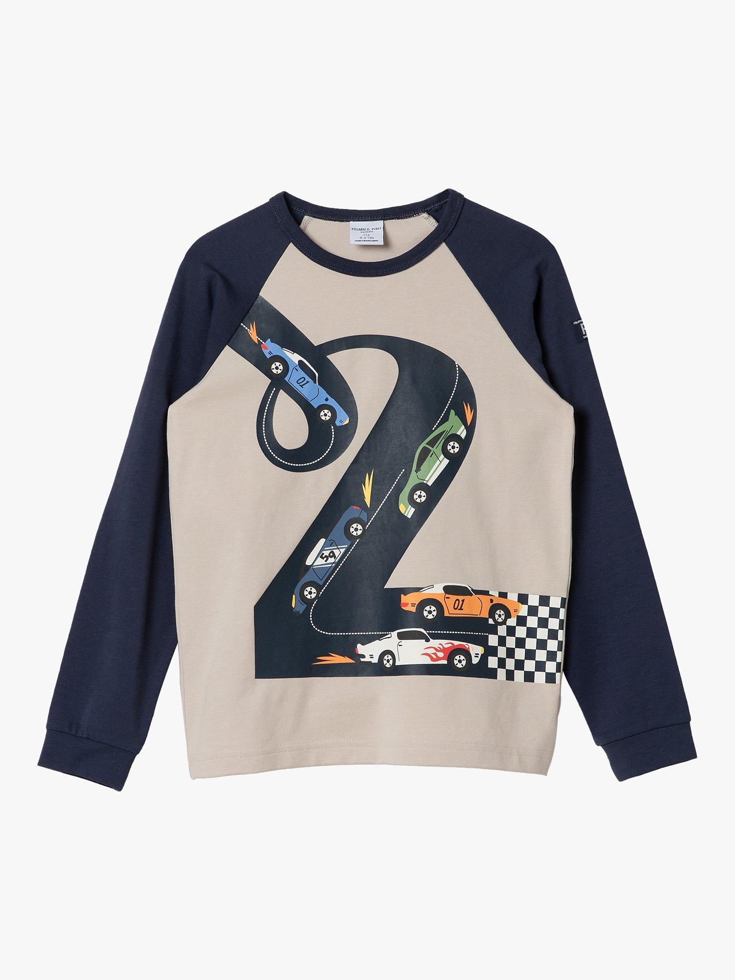 Polarn O. Pyret Kids' Organic Cotton Racing Cars Top, Blue