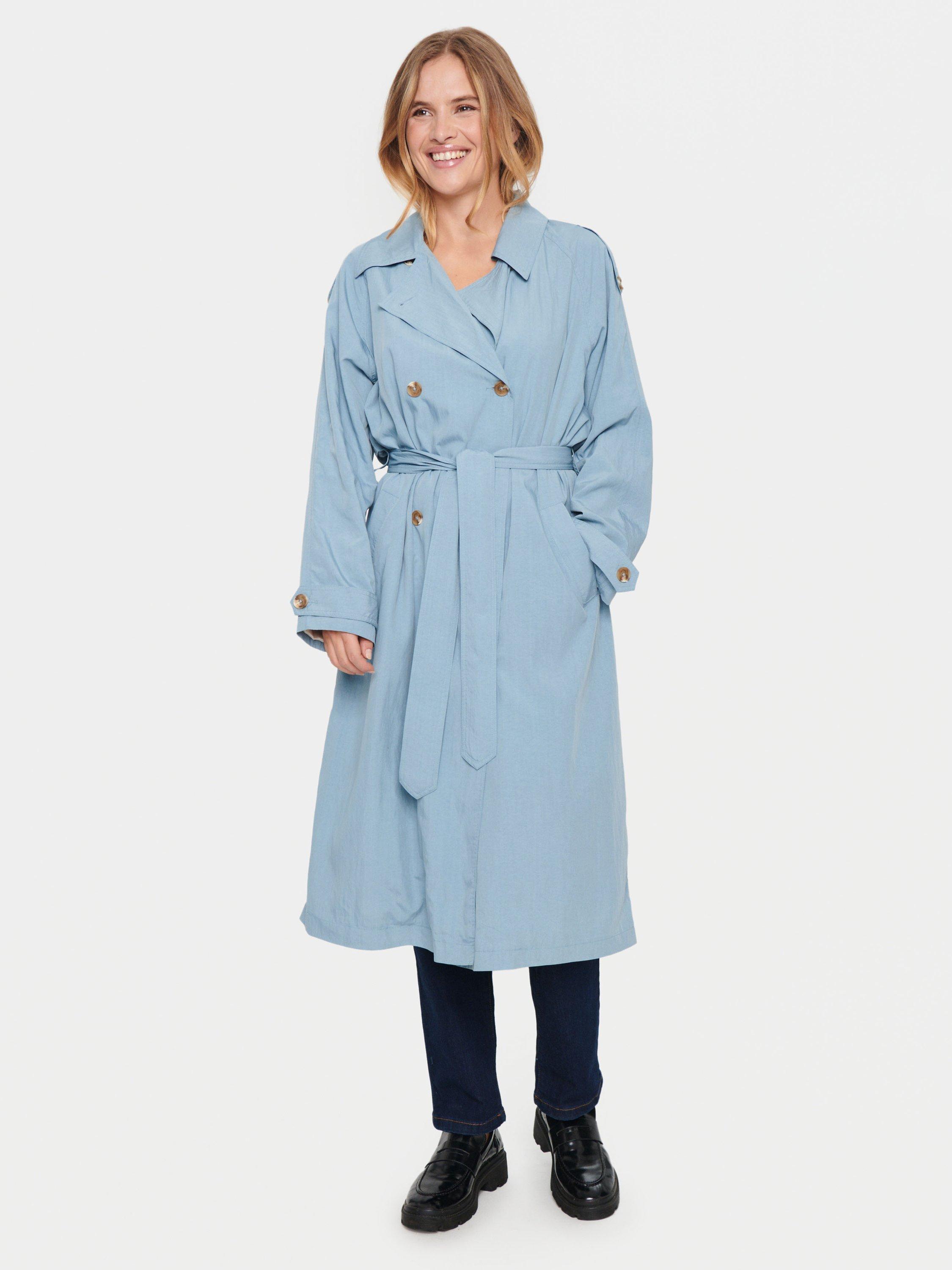Product image 1 of 7, which shows Saint Tropez Colette Belted Trenchcoat, Windward Blue, XS