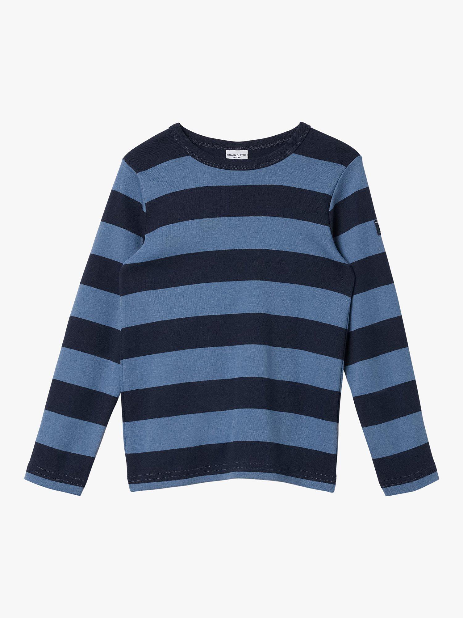Polarn O. Pyret Kids' Organic Cotton Block Stripe Top, Blue