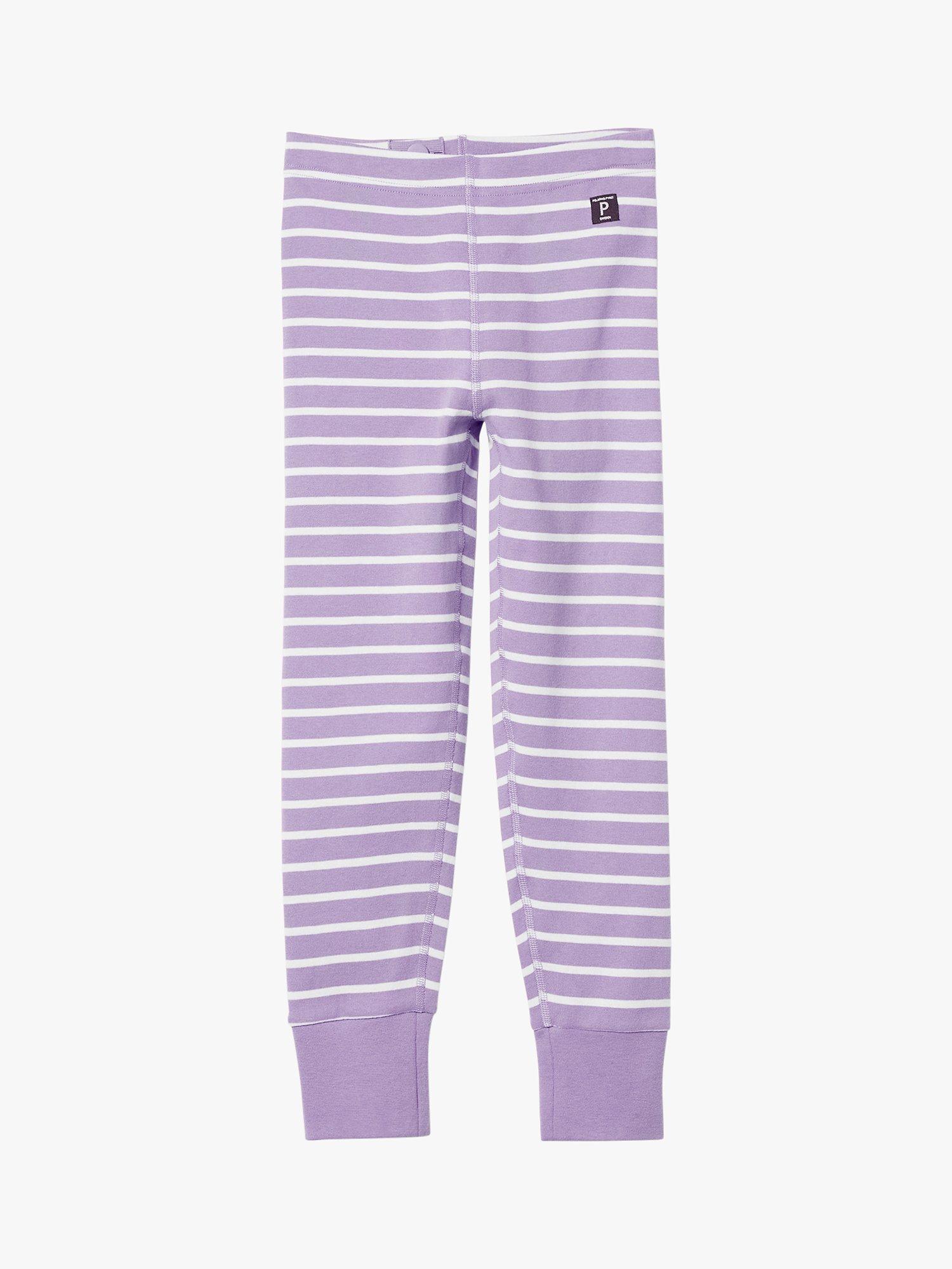 Polarn O. Pyret Kids' GOTS Organic Cotton Stripe Leggings, Purple