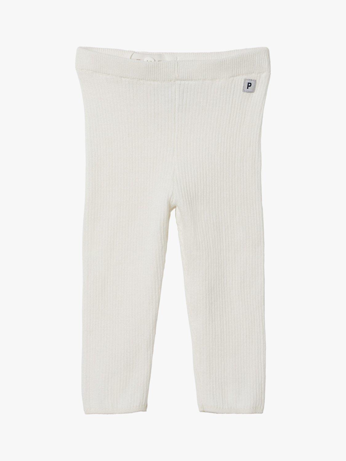 Polarn O. Pyret Baby Organic Cotton Rib Leggings, White