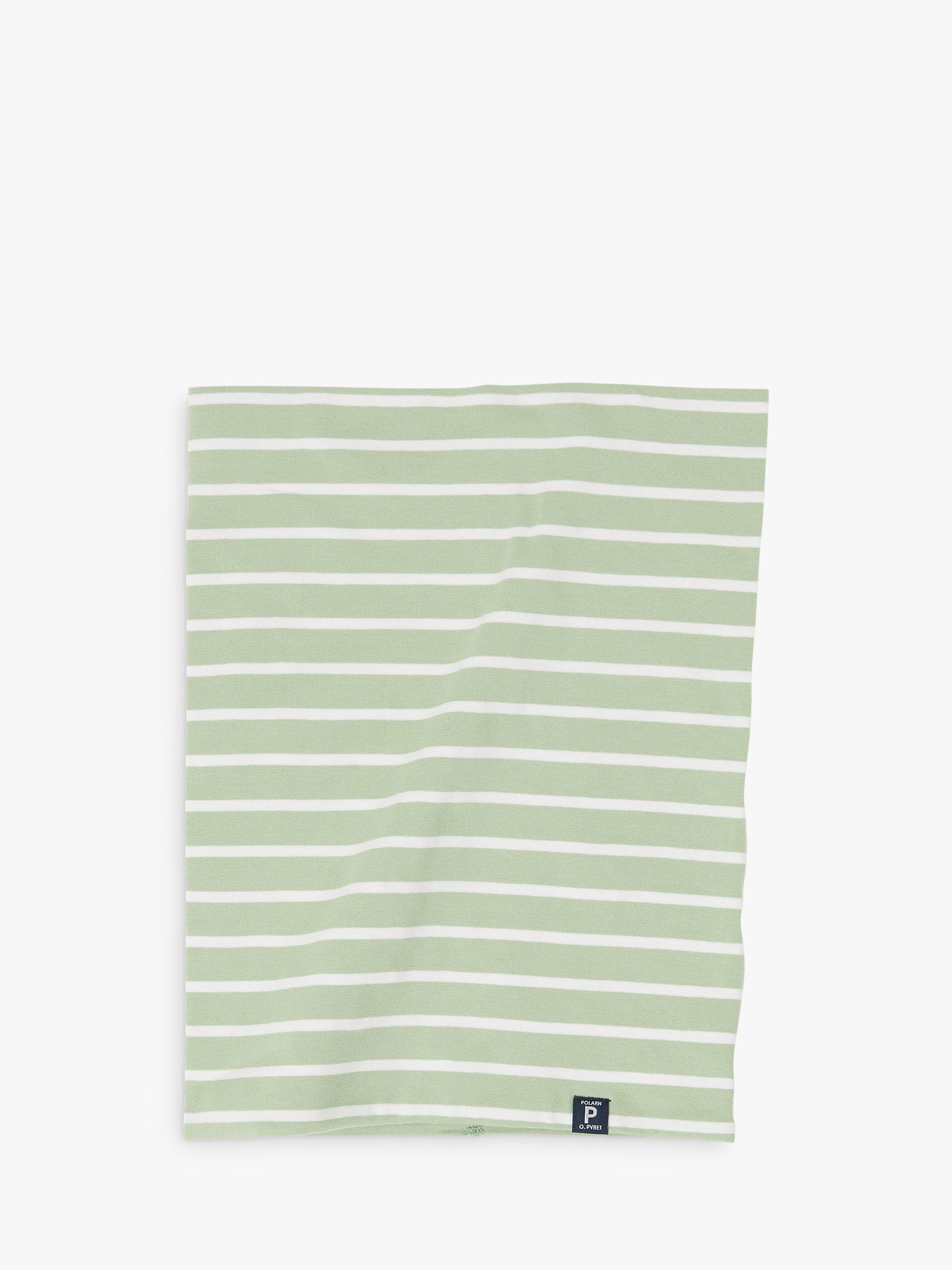 Polarn O. Pyret Kids' Organic Cotton Blend Stripe Neck Warmer, Green, One Size