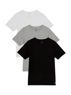 Lyle & Scott Basic Cotton Blend T-Shirts, Pack of 3, Black/Grey/White, Black/Grey/White
