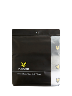 Lyle & Scott Basic Cotton Blend T-Shirts, Pack of 3, Black/Grey/White - view 2, Black/Grey/White