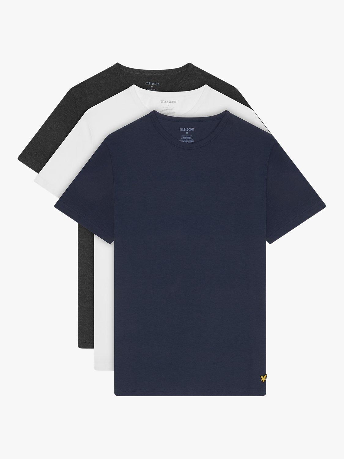 Product image 1 of 1, which shows Lyle & Scott Cotton Blend Regular Fit Short Sleeve T-Shirt, White/Charcoal/Peacoat, XS