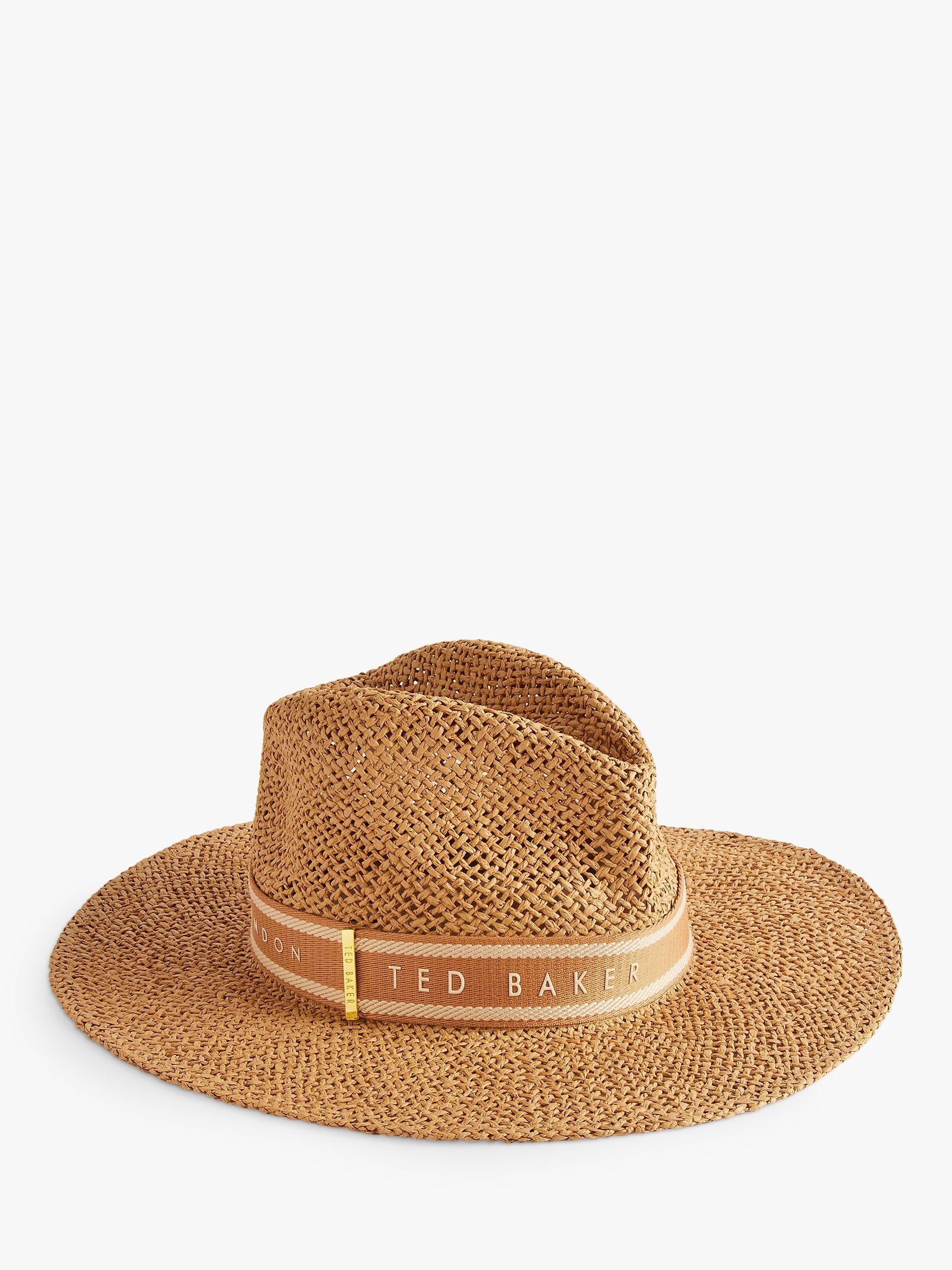 Ted Baker Clairie Straw Fedora Hat Brown Camel One Size