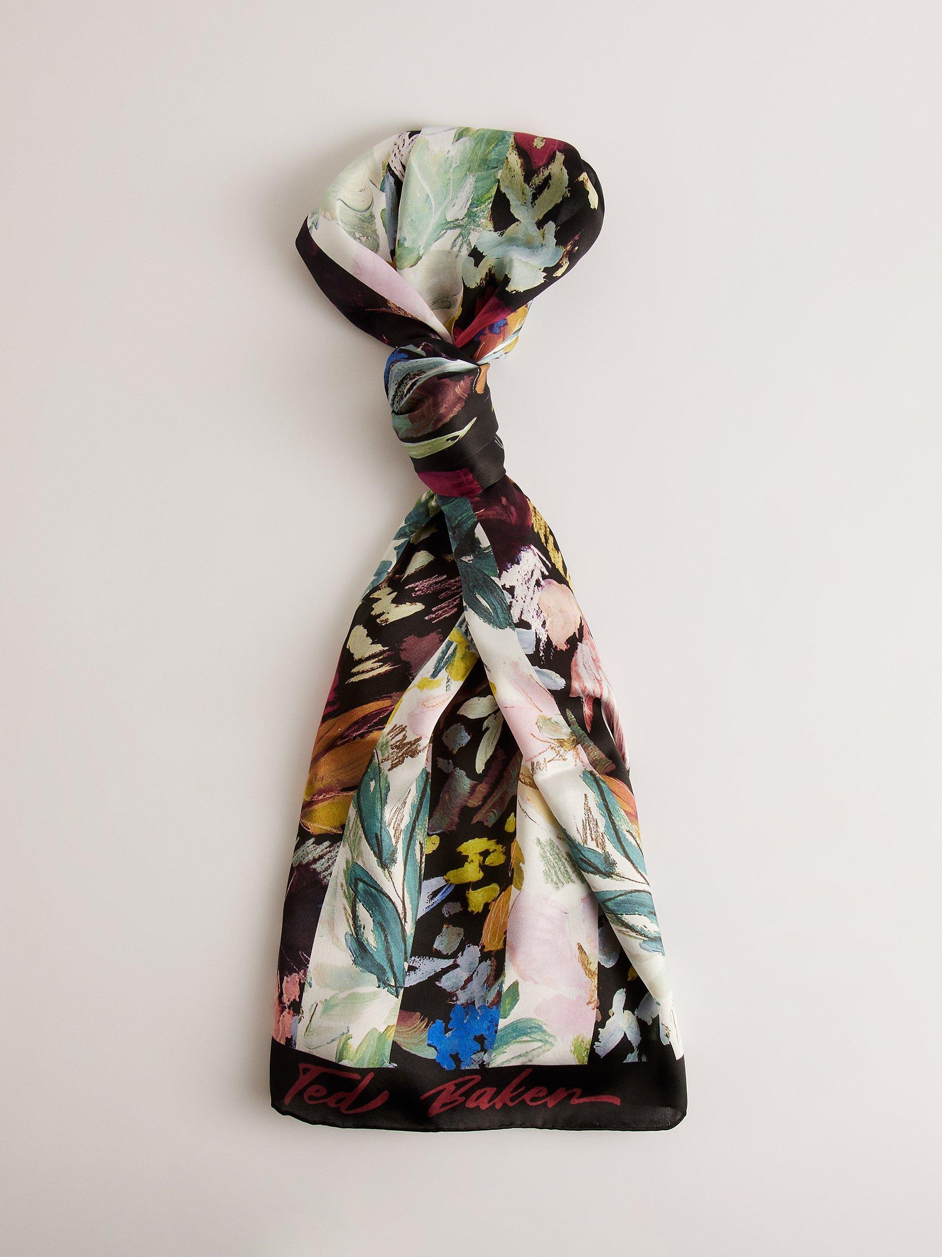 Ted Baker Cattiaa Floral Print Silk Scarf, Black/Multi