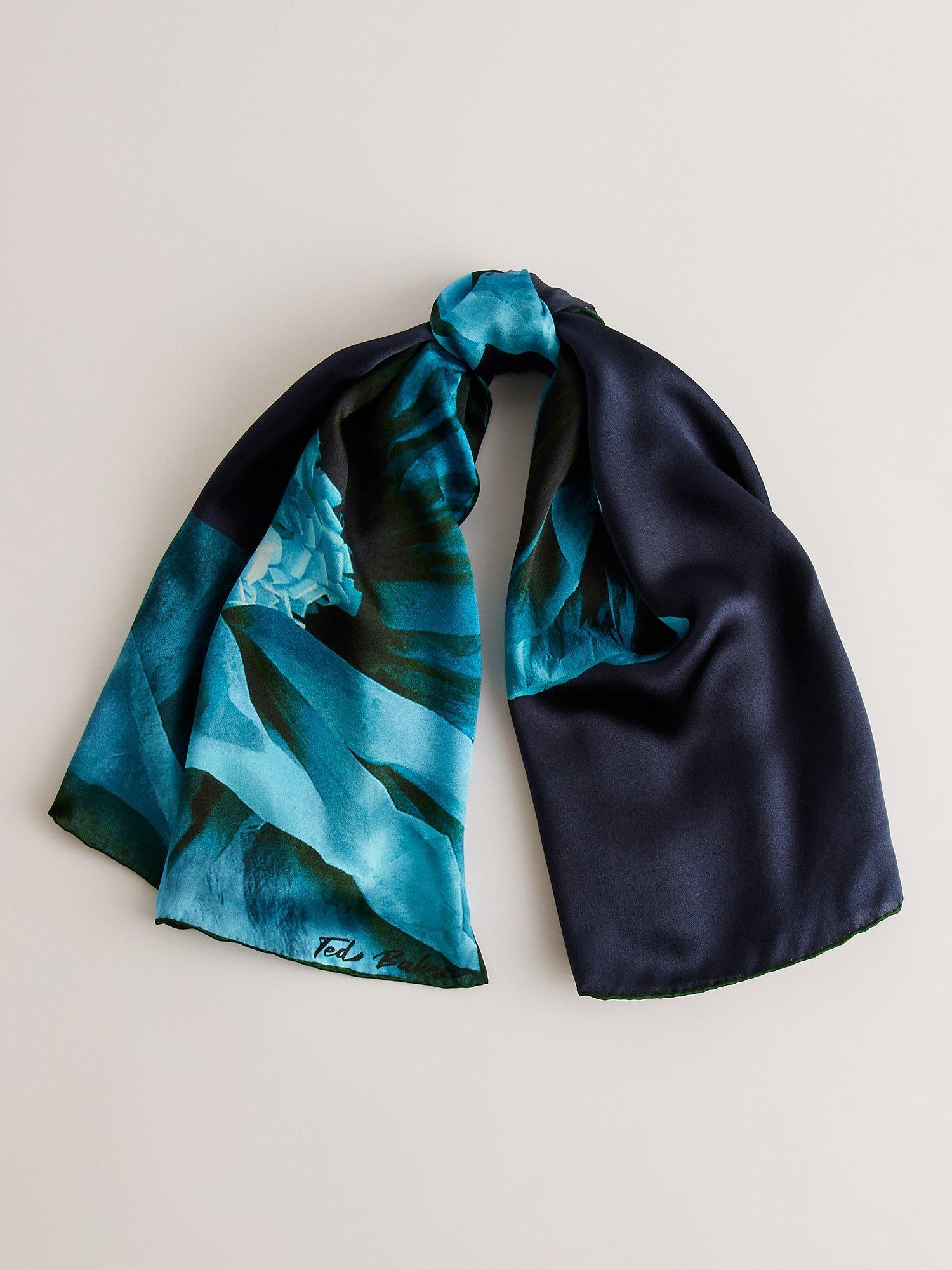 Ted Baker Abbieai Floral Print Square Silk Scarf, Navy/Multi