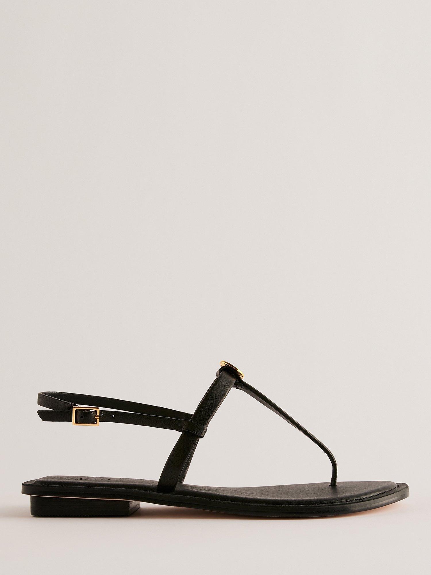 Ted Baker Harpurr Leather Coin Detail T-Strap Sandals