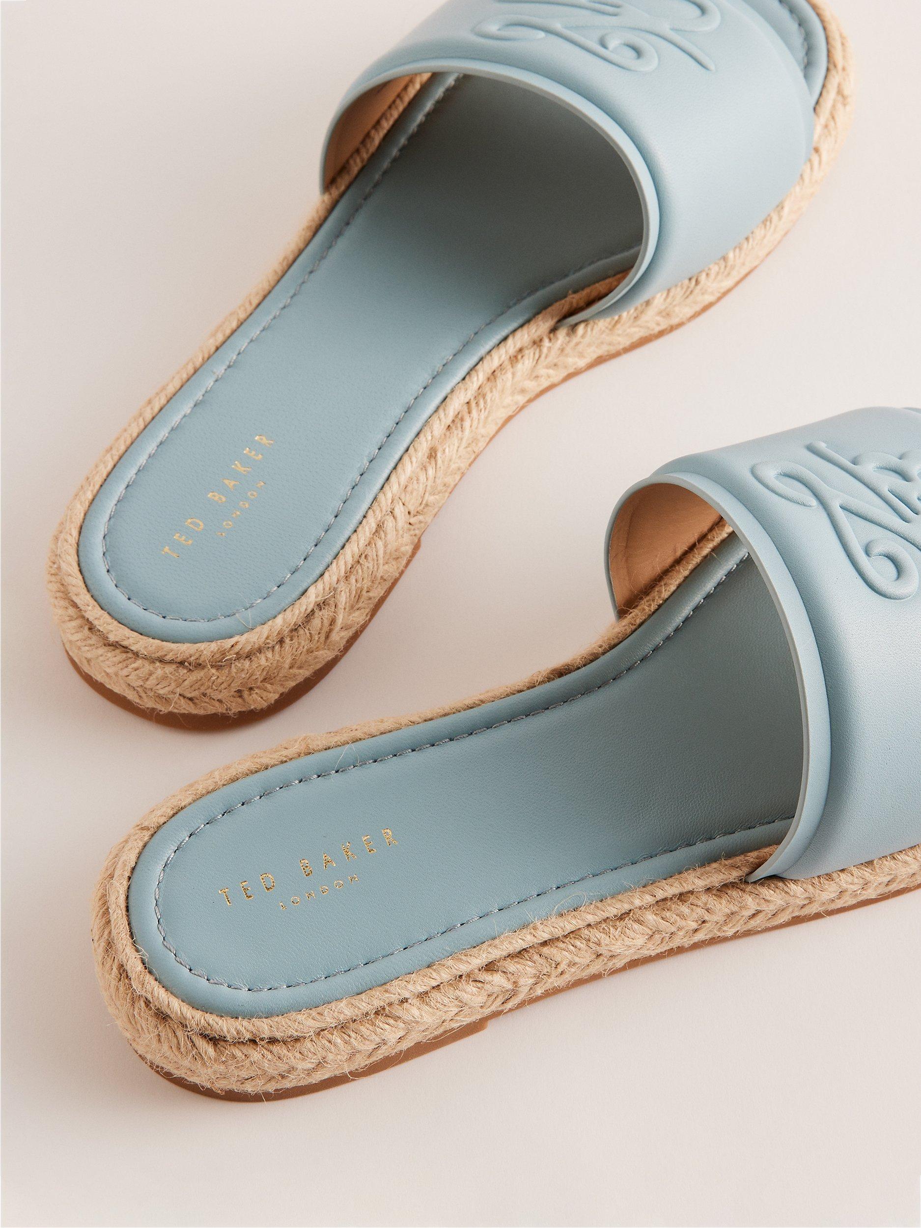 Ted Baker Portiya Leather Espadrille Slider Sandals Blue