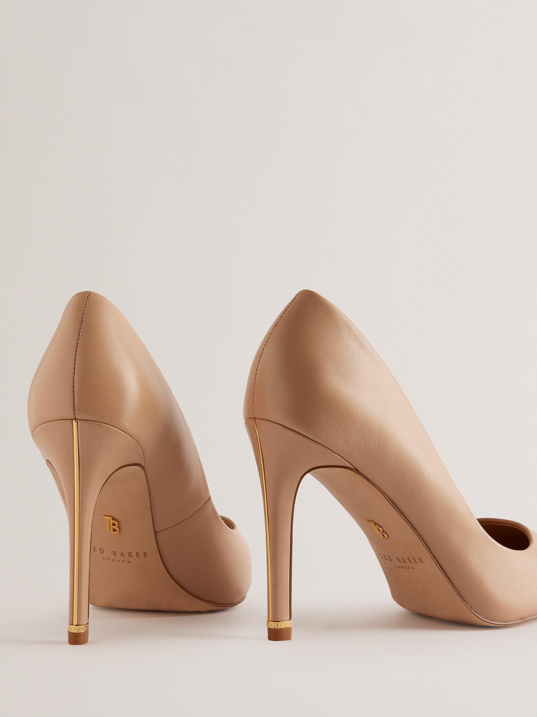 Ted Baker Caaraa High Heel Leather Court Shoes Natural Beige