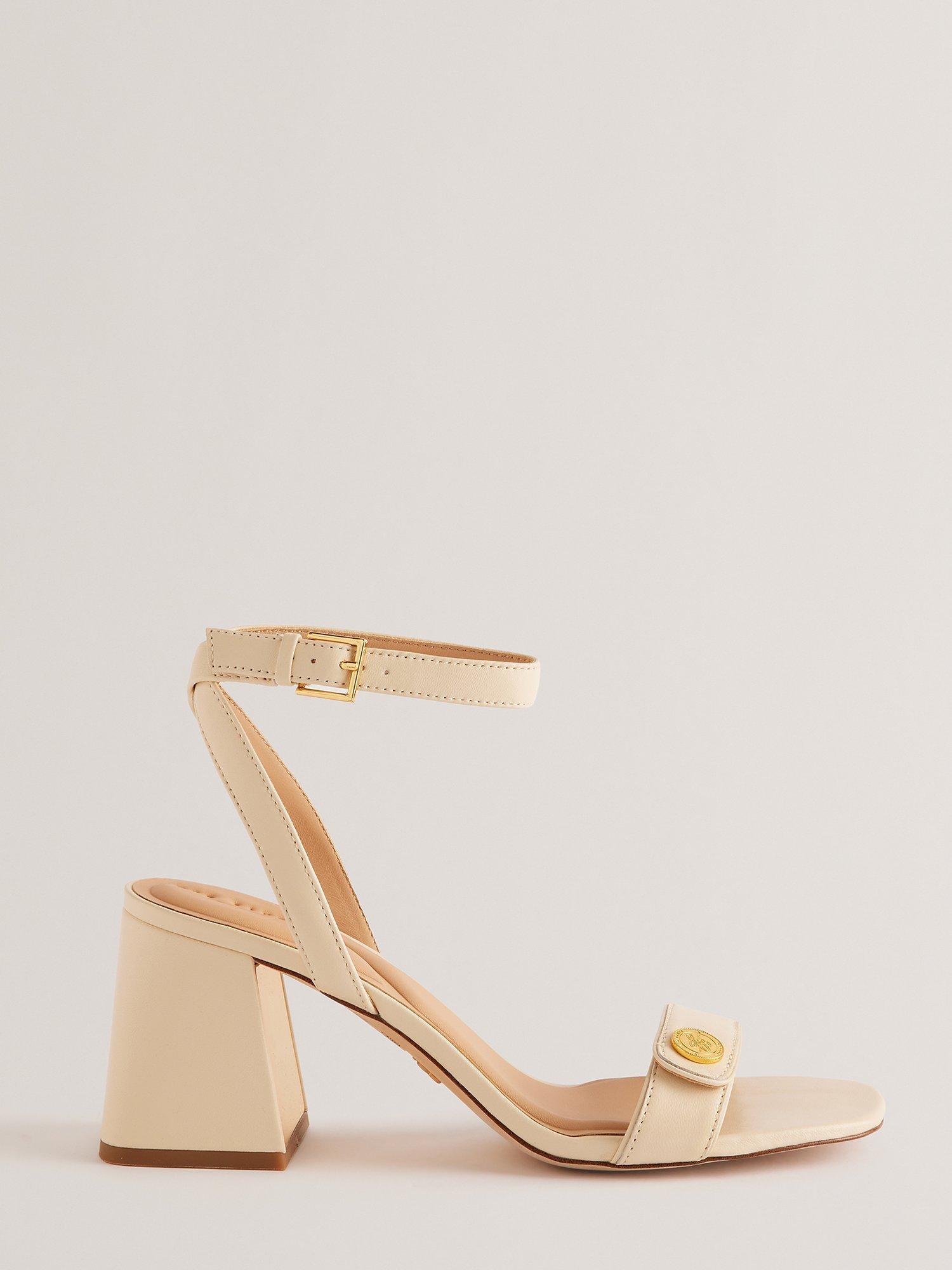 Ted Baker Milliiy Block Heel Coin Detail Sandals, Ecru