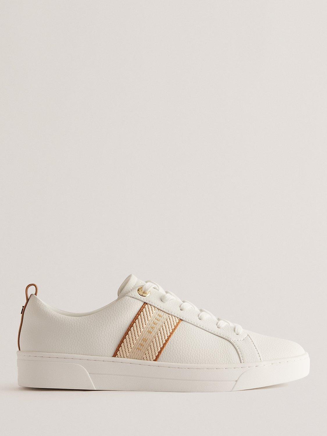 Ted Baker Baily Webbing Logo Trainers, White/Tan