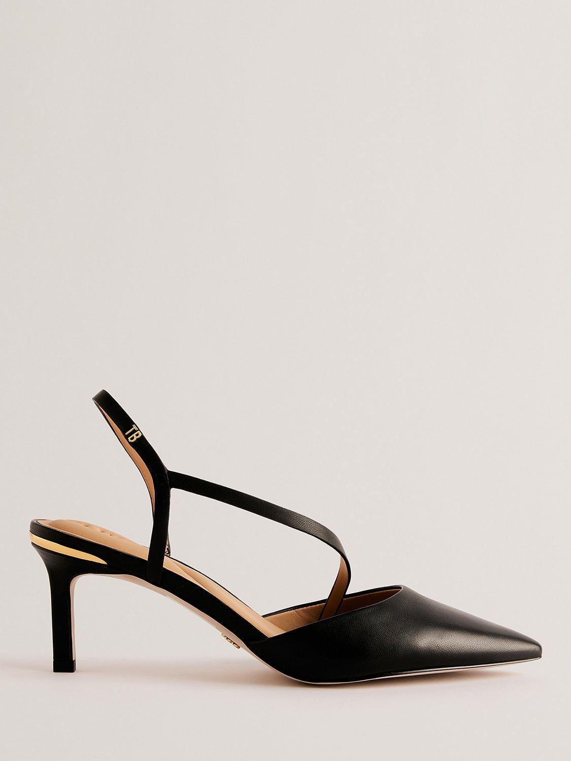 Ted Baker Ppia Leather Slingback Heeled Pointed Courts, Black