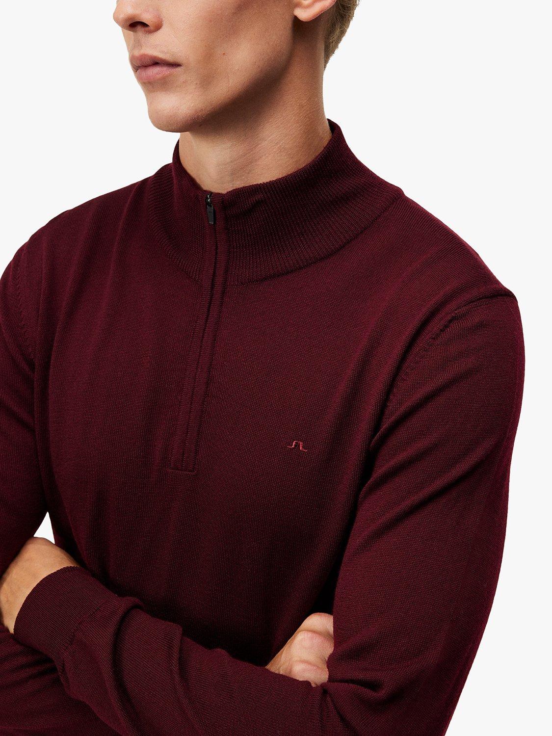 Product image 4 of 6, which shows J.Lindeberg Kiyan Quarter Zip Jumper, Red, S